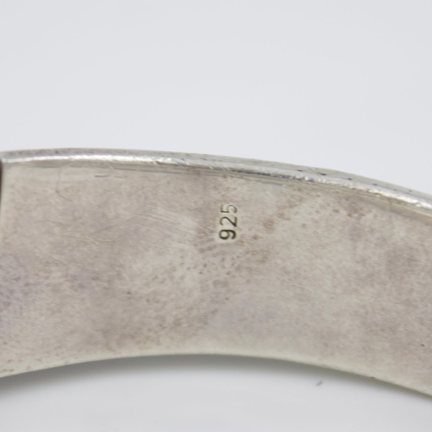 Hand Etched Hinged Tribal Indian Pyramid Kada Bangle with Rawa Work in Sterling Silver