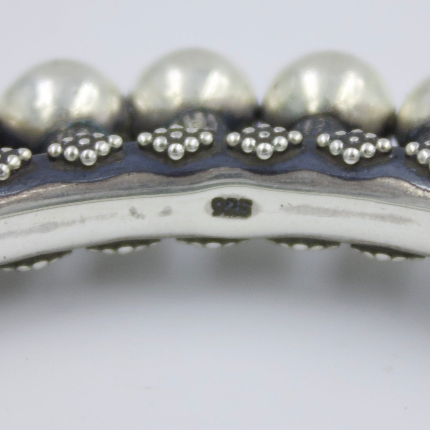 Handmade Rava Work Ball Statement Hinged Kada Bangle in Sterling Silver