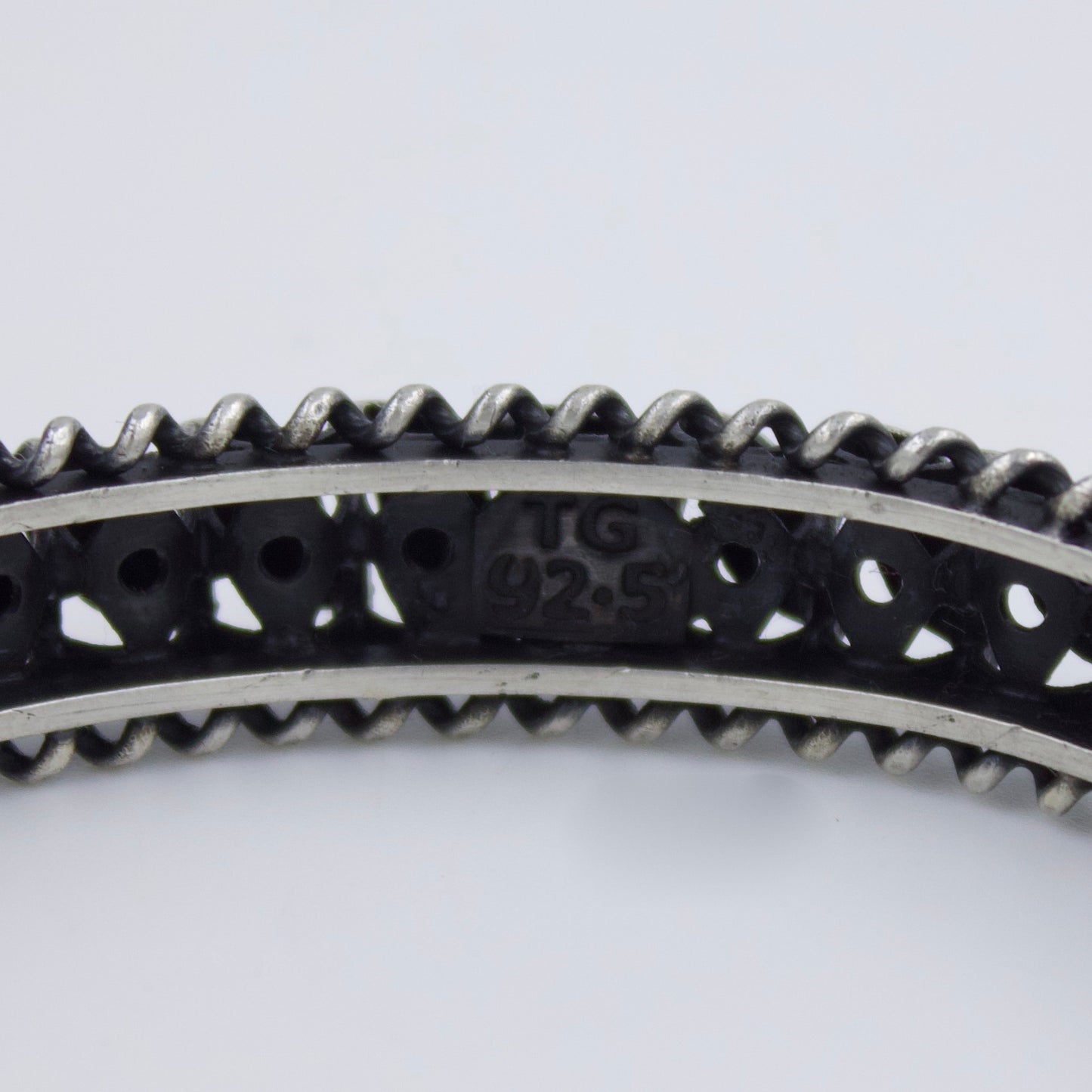 Elegant South Indian Handmade 3D Filigree Work Slip-On Kada Bangle in Sterling Silver