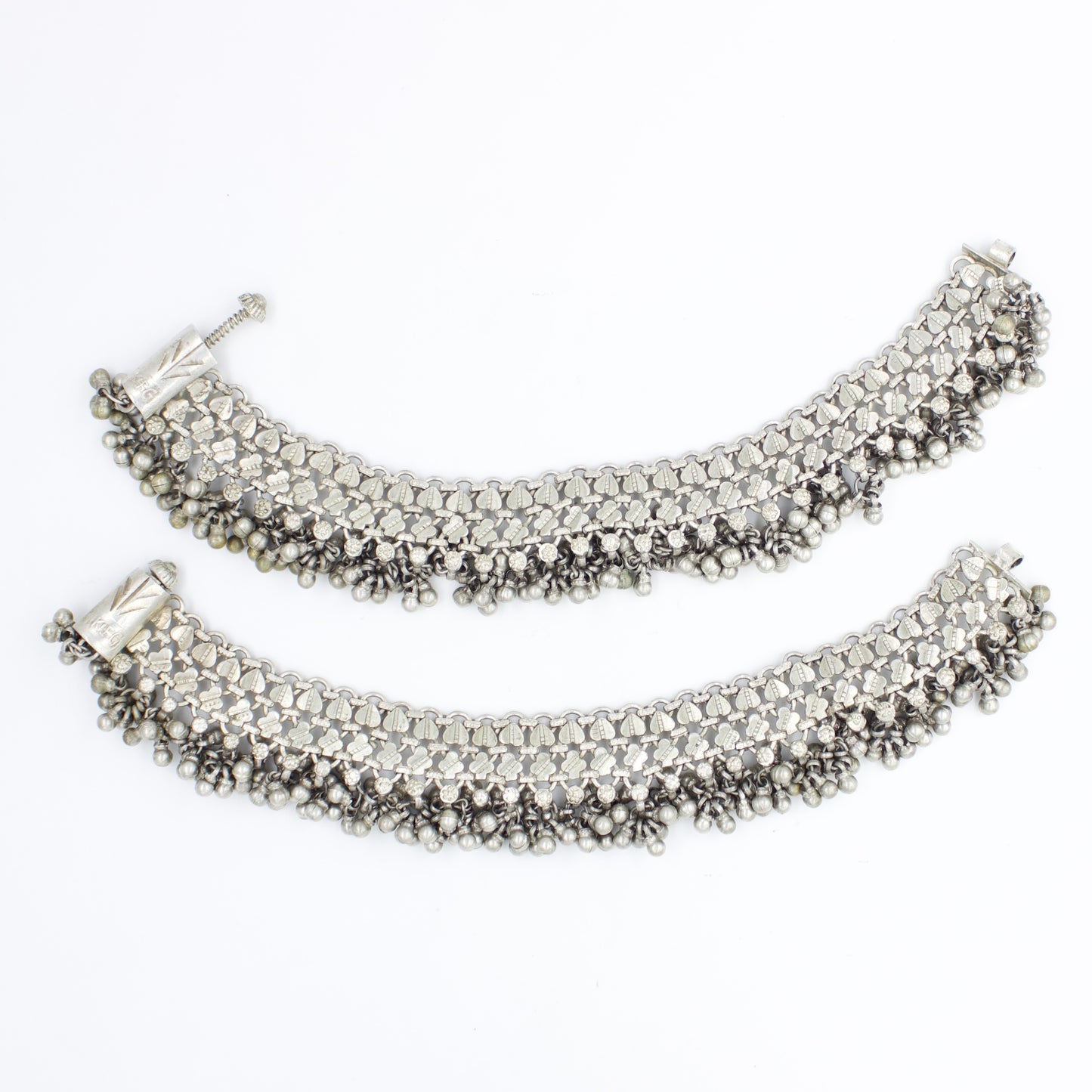 Vintage Indian Rajasthani Tribal Ghungroo Statement Anklet/Payal in Silver Collectors Piece Circa 1960