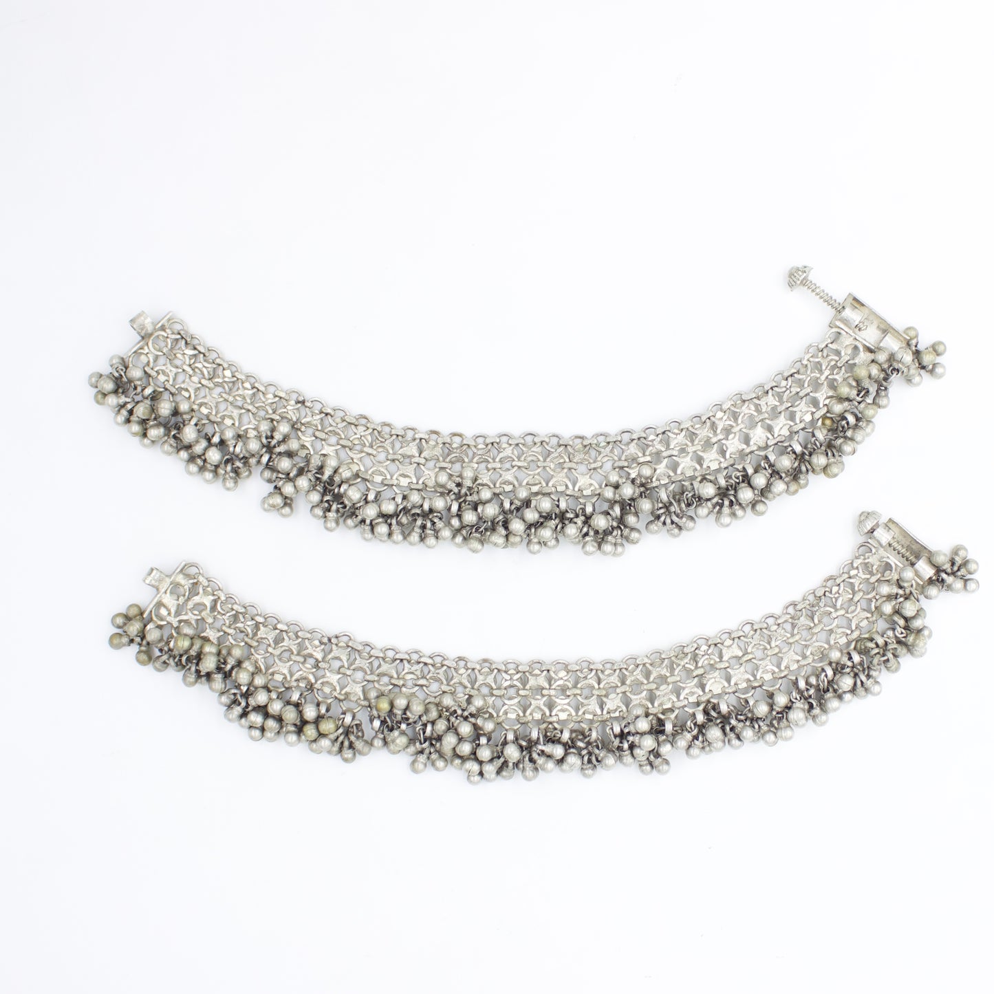 Vintage Indian Rajasthani Tribal Ghungroo Statement Anklet/Payal in Silver Collectors Piece Circa 1960