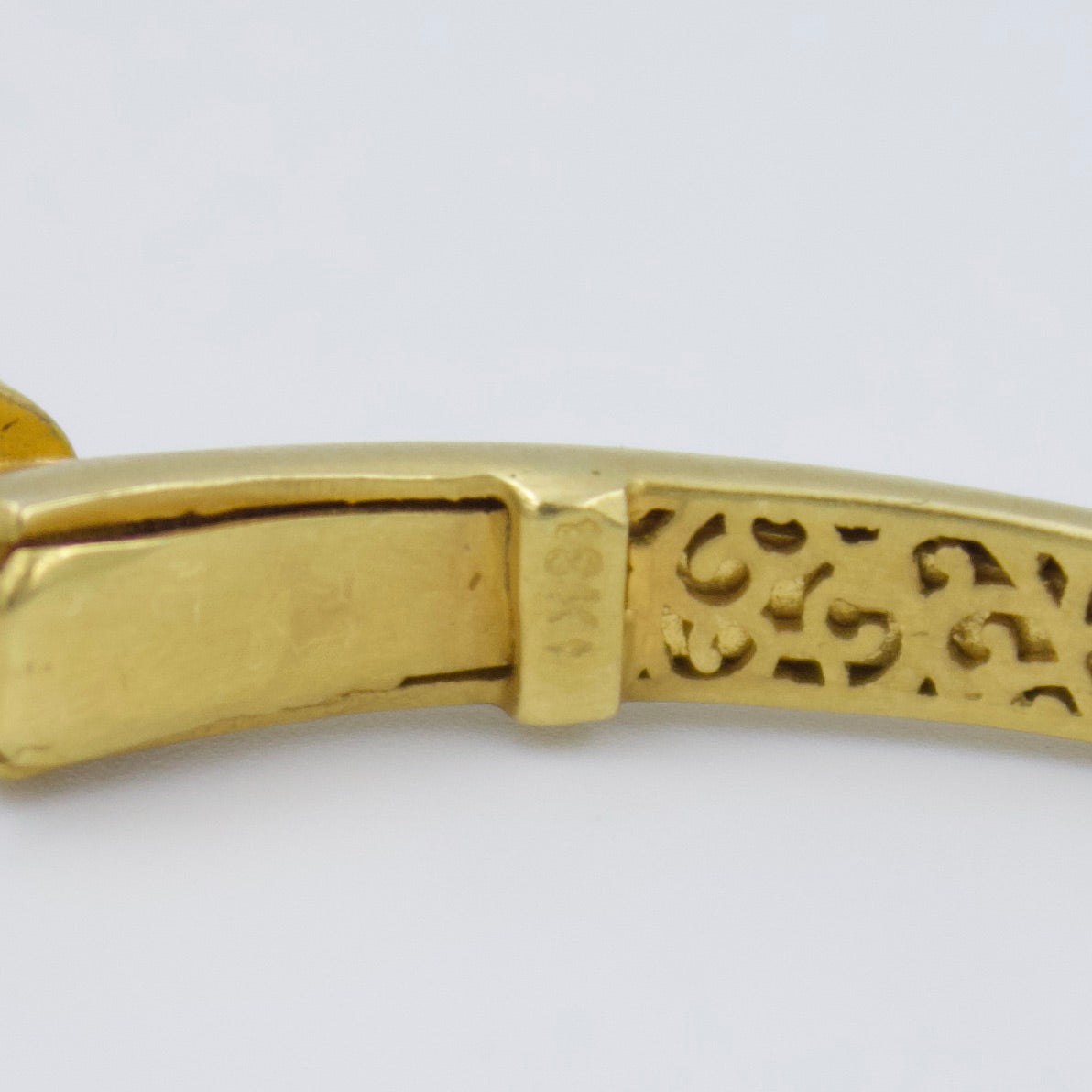 Minimalist Emerald and Diamond Bamboo Cuff Bracelet in 18K Brushed Gold