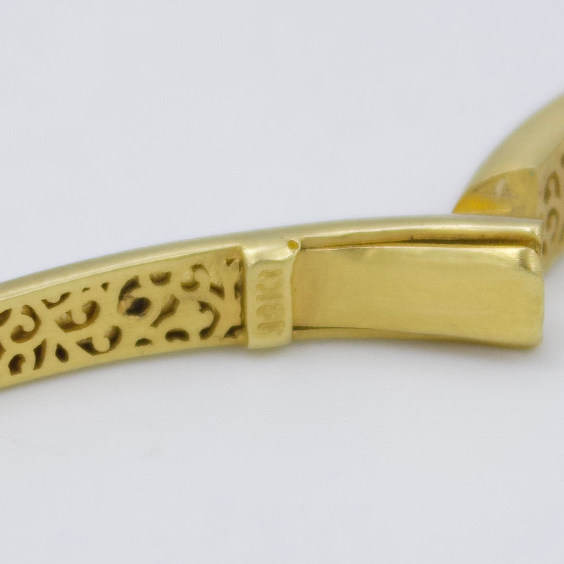 Minimalist Ruby and Diamond Bamboo Cuff Bracelet in 18K Brushed Gold