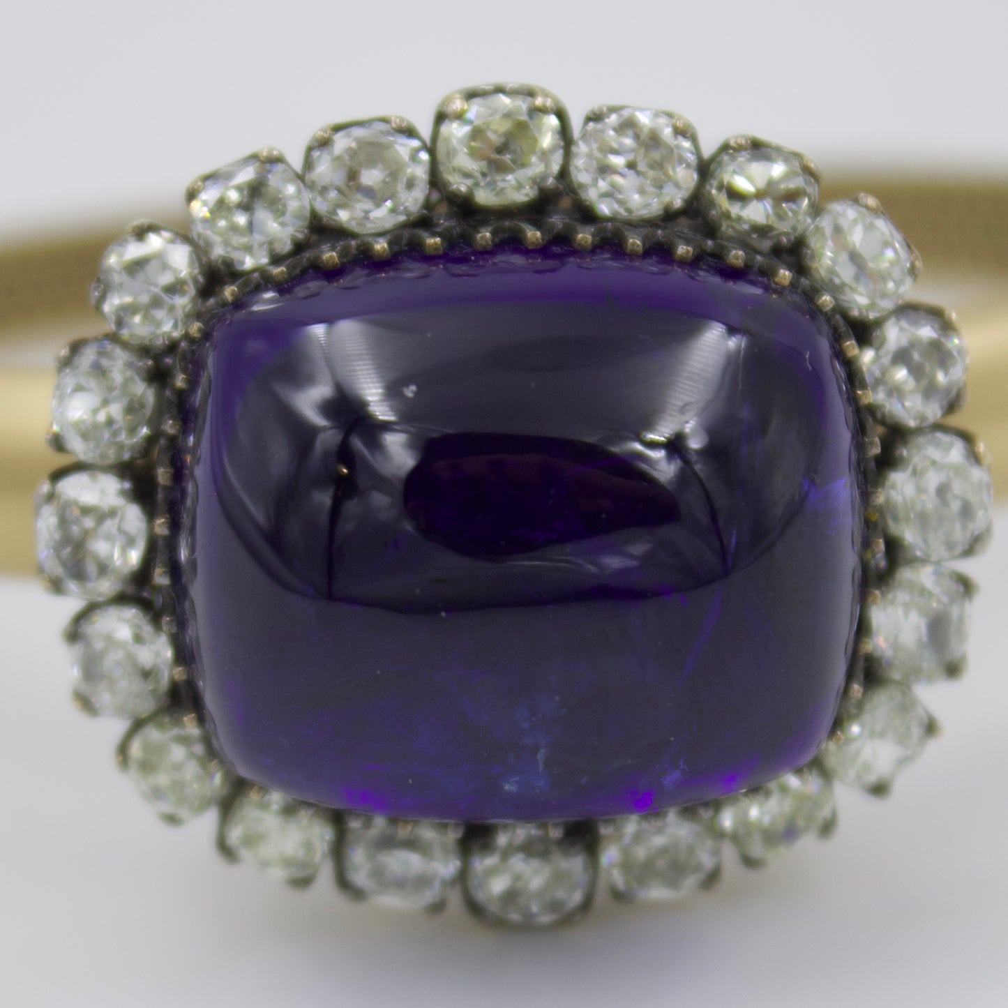 Statement Tanzanite and Diamond Hinged Bracelet in 18K Brushed Gold