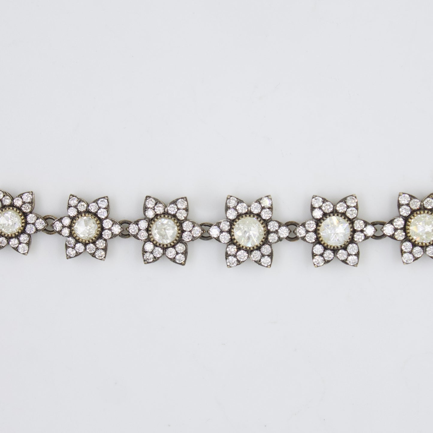 Victorian Star Tennis Bracelet with Rose Cut Diamonds in 18K Gold