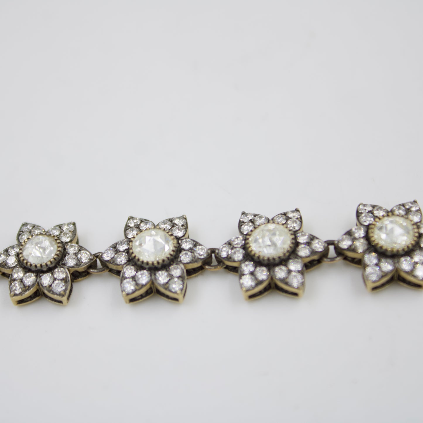 Victorian Star Tennis Bracelet with Rose Cut Diamonds in 18K Gold
