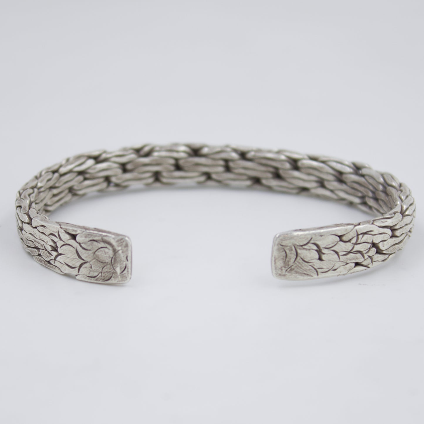 Indonesian Handmade Unisex Hammered Cuff Bracelet in Sterling Silver