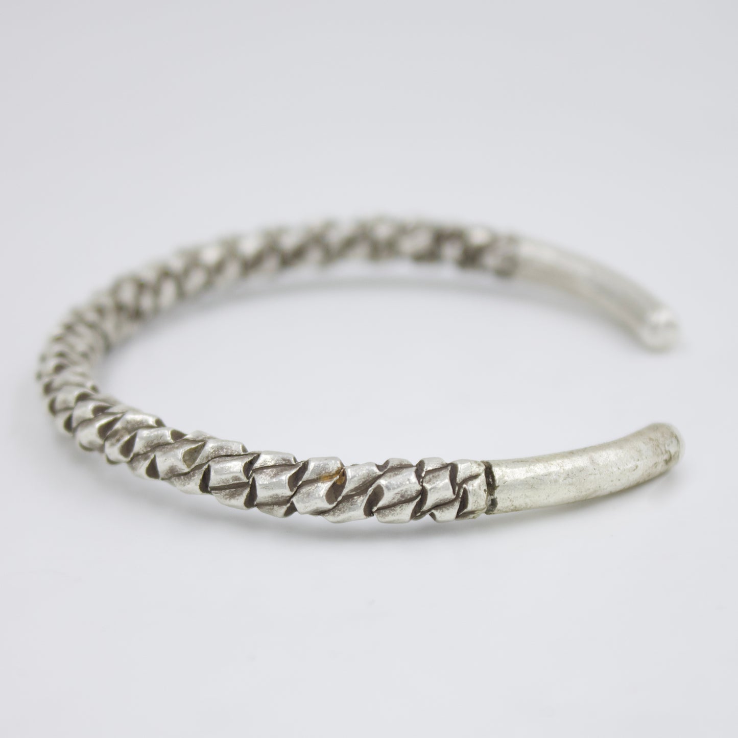 Indonesian Handmade Unisex Hammered Cuff Bracelet in Sterling Silver