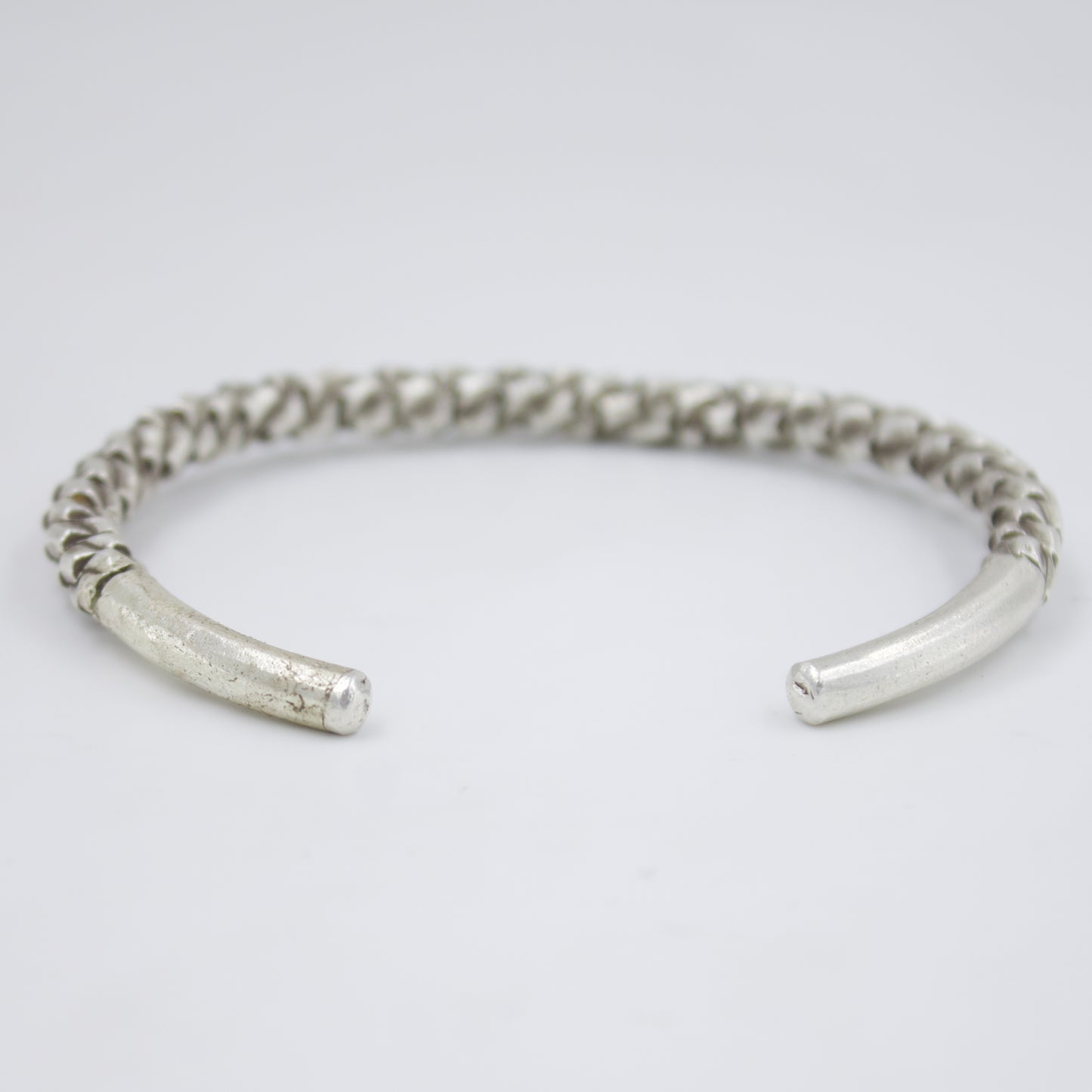 Indonesian Handmade Unisex Hammered Cuff Bracelet in Sterling Silver
