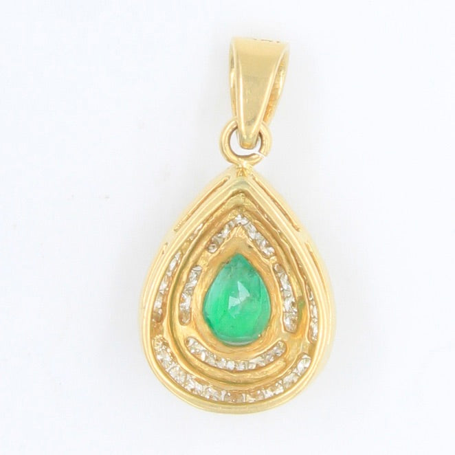 Elegant 2.50 TCW Natural Emerald & Diamond Pendant in 18K Yellow Gold