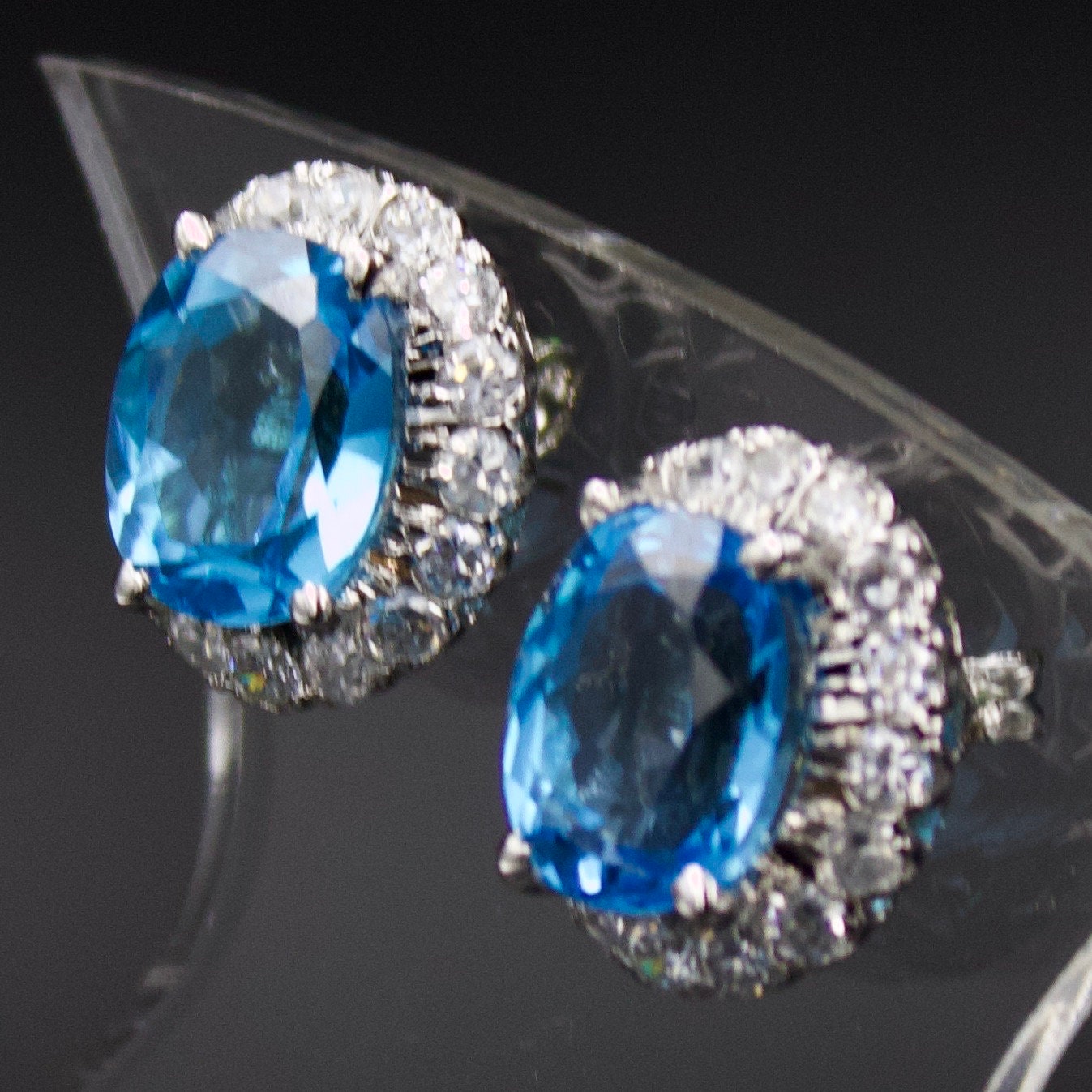 AAA Swiss Blue Topaz Stud Earrings