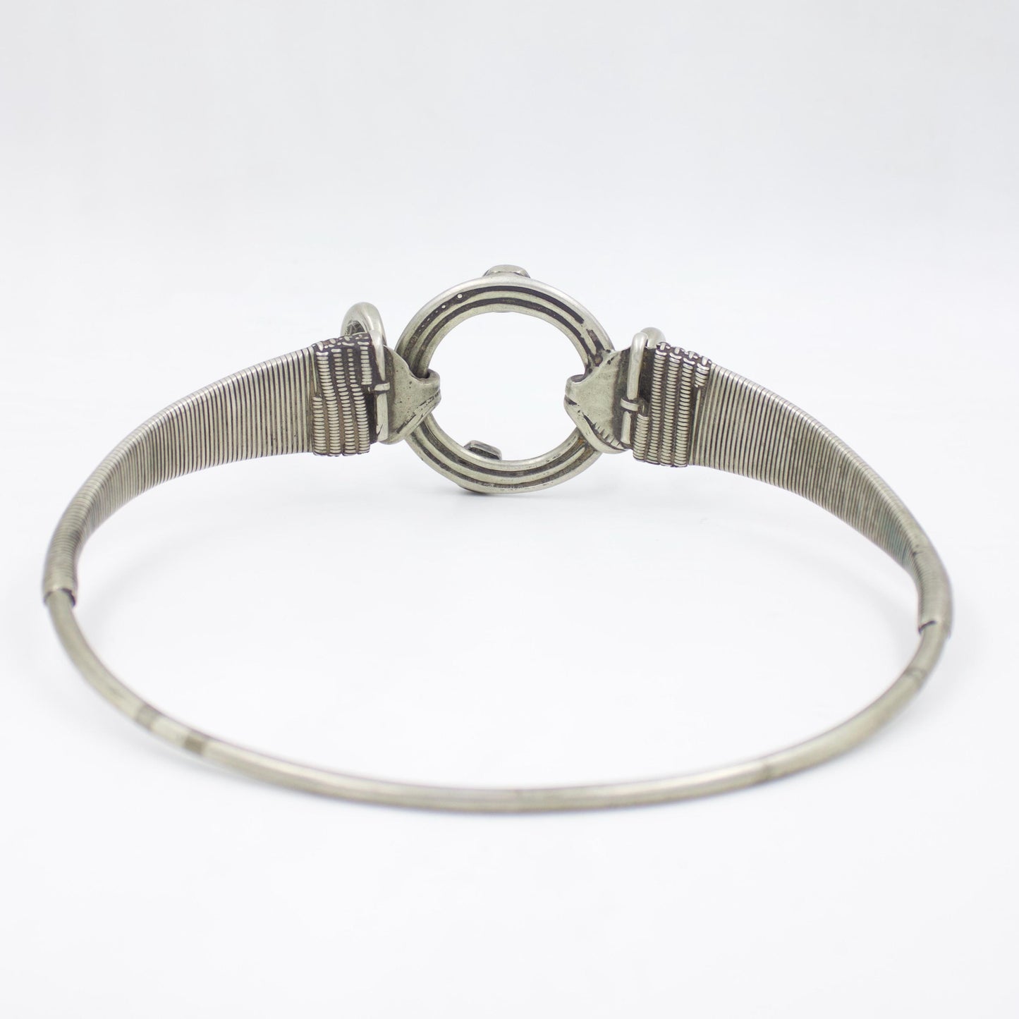 Antique Rajasthani Tribal Hasli Collar Statement Necklace in Silver