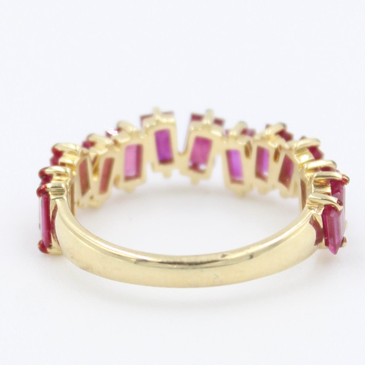 Natural 2.76 ct Ruby Baguette Zig Zag Eternity Band in 18K Yellow Gold
