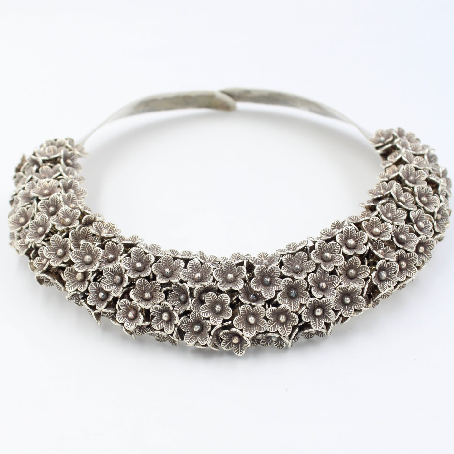 Handmade Indonesian Boho Floral Cluster Collar Necklace