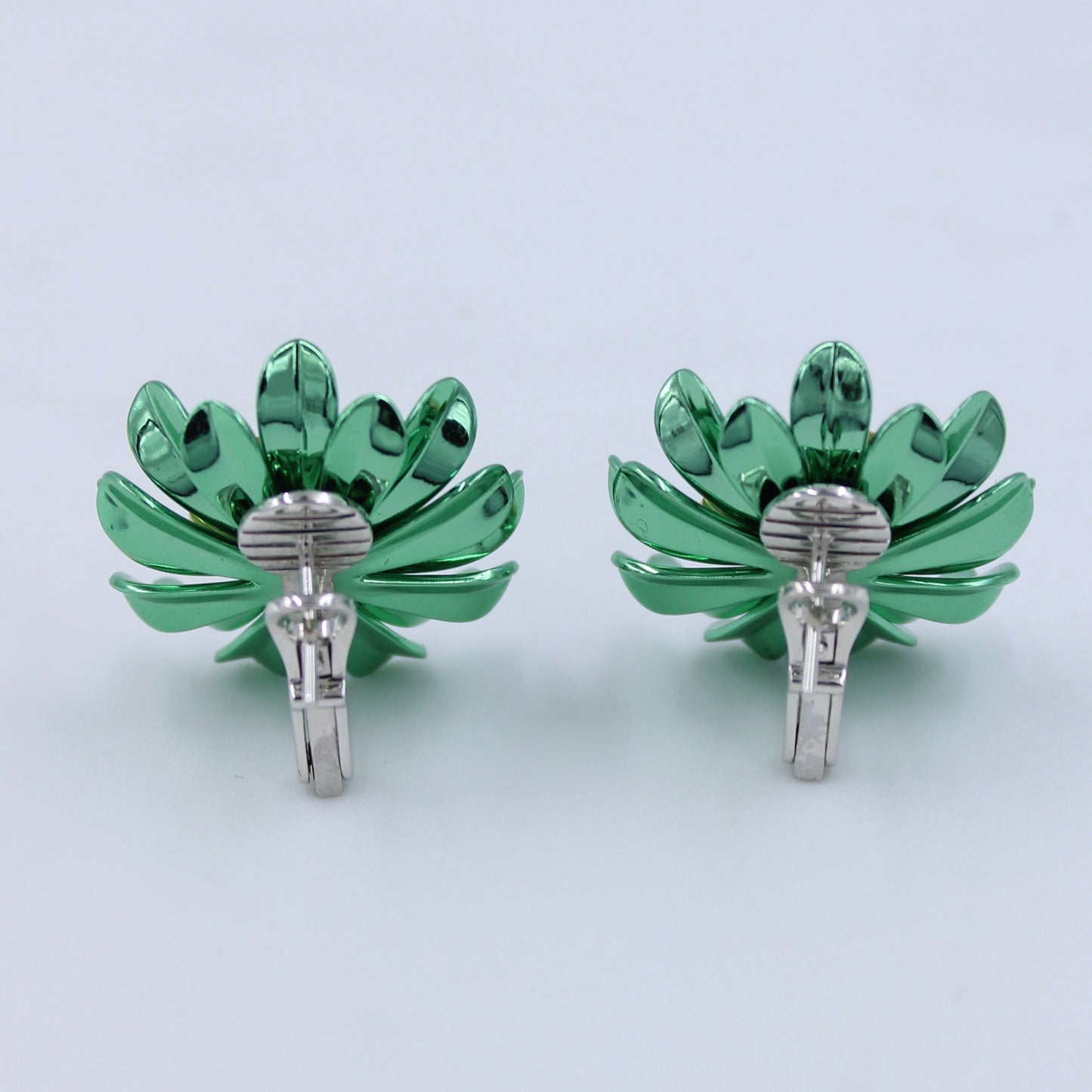 GIA Certified 1.19 Ct Asscher Cut Solitaire Floral Stud Earring 18K Green Gold