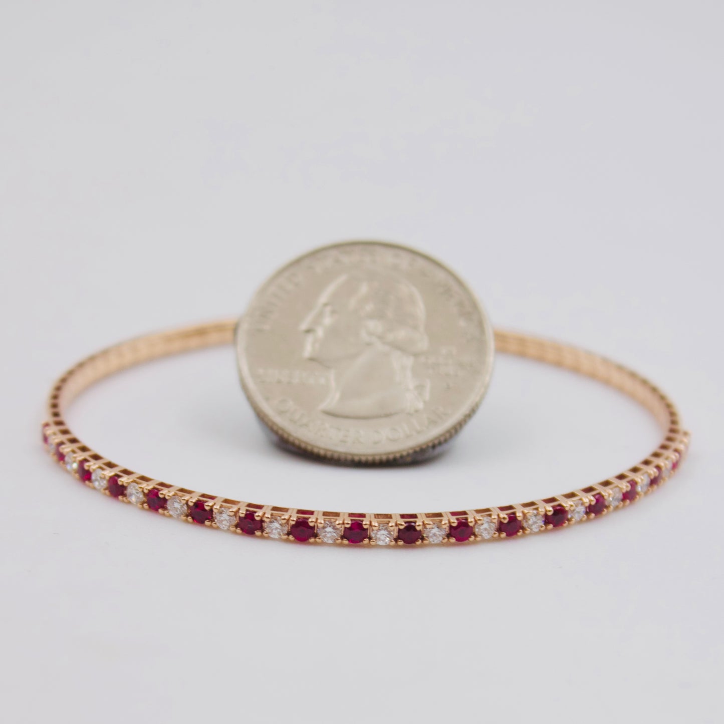 1.35 Ct Burma Ruby & Diamond Eternity Bangle in 18k Rose Gold