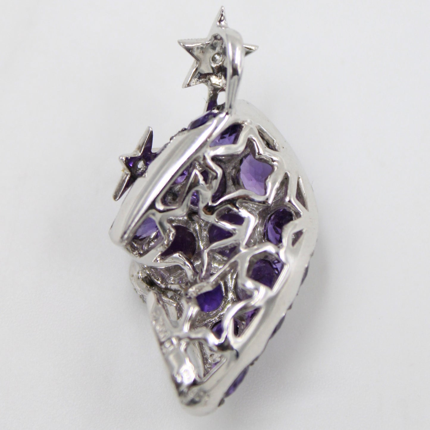 Unique 4.31 Ct Natural Amethyst and Diamond Pendant in 18K White & Black Gold