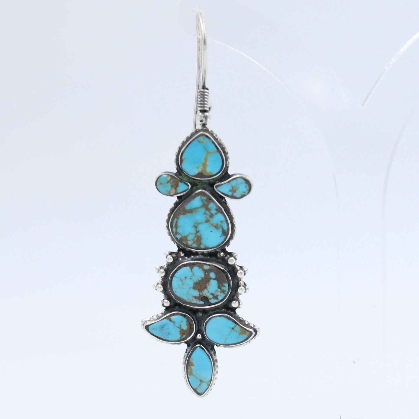 Vintage Navajo Natural Turquoise Drop Earring in Sterling Silver