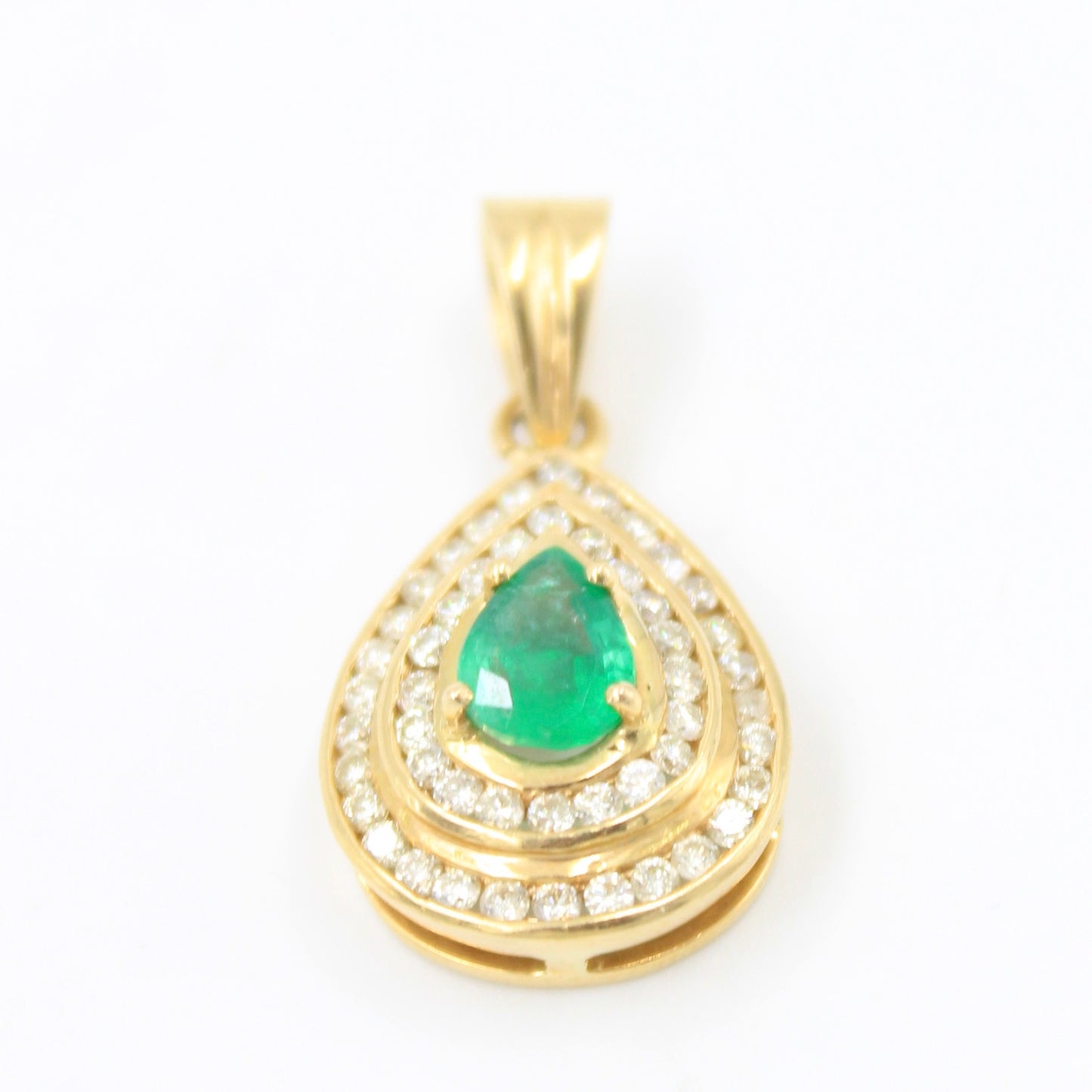 Elegant 2.50 TCW Natural Emerald & Diamond Pendant in 18K Yellow Gold