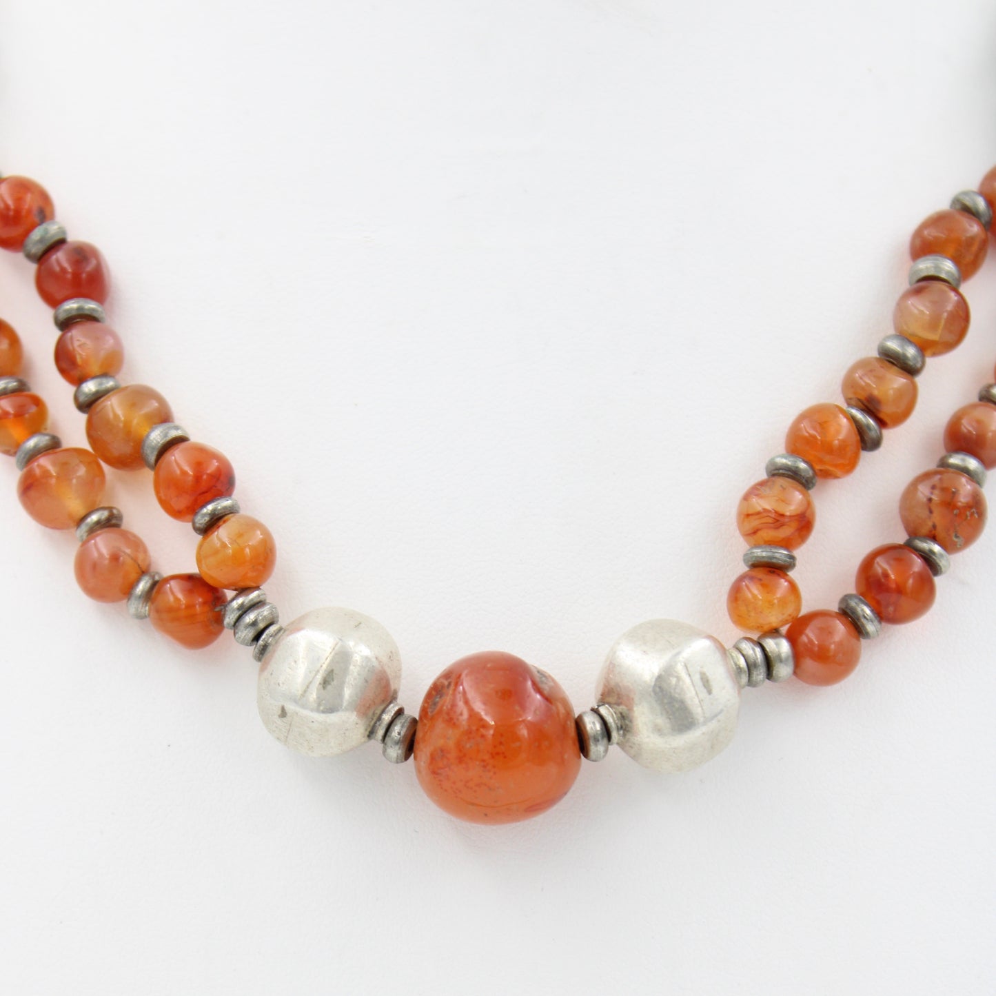 Vintage Natural Baltic Amber Statement Beaded Necklace in Sterling Silver