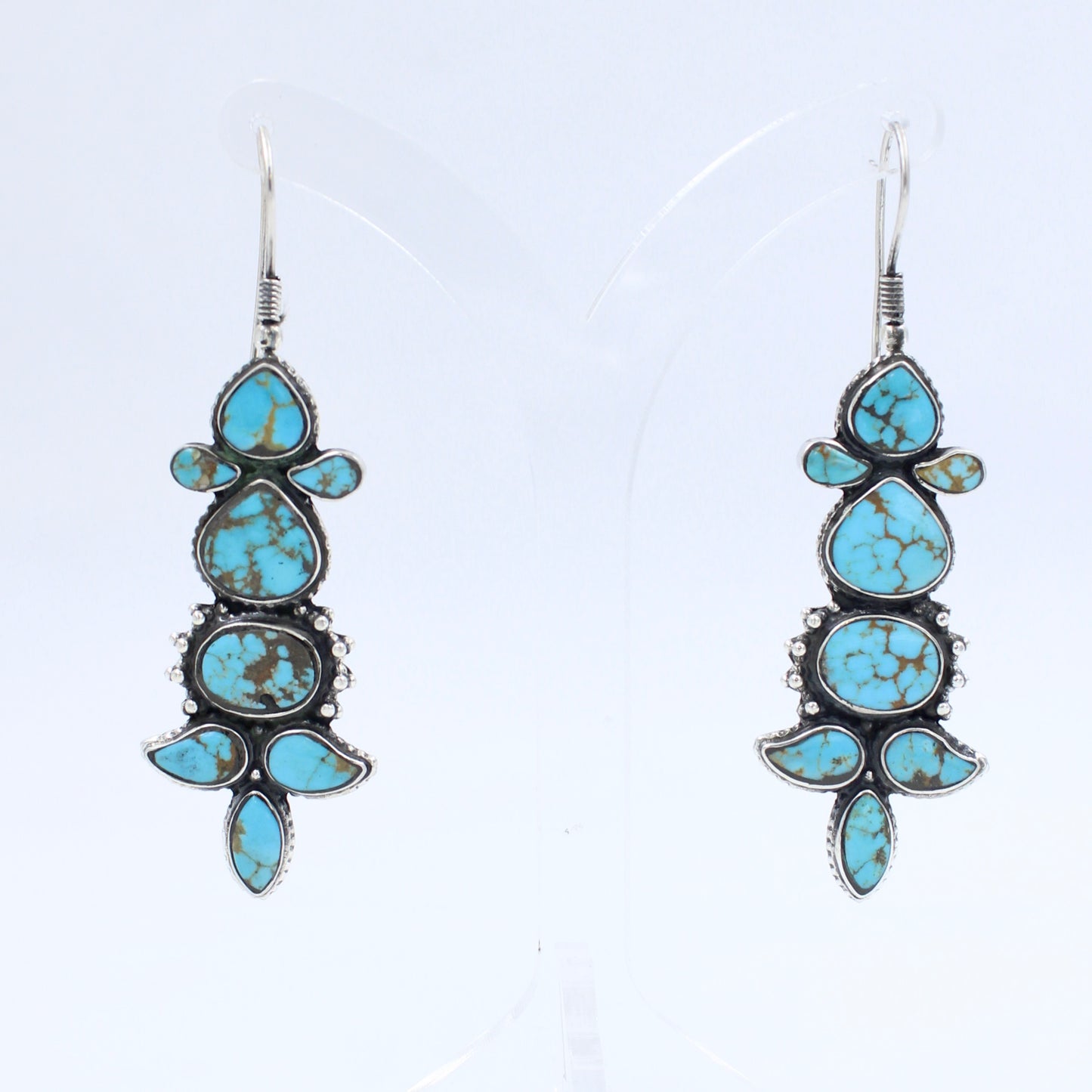 Vintage Navajo Natural Turquoise Drop Earring in Sterling Silver