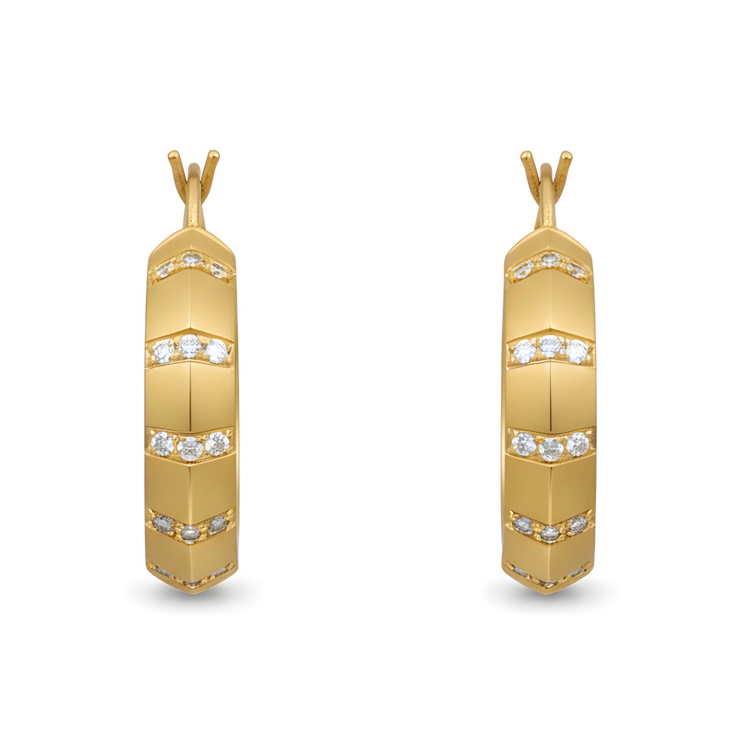 Statement 0.52 Ct Natural Diamond Matte Gold Hoop Earrings in 18K Yellow Gold