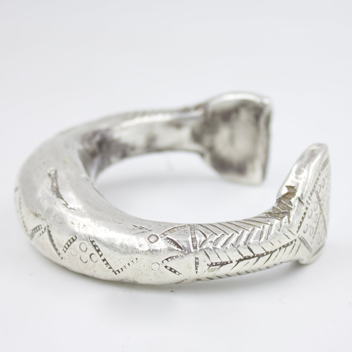 Antique Indian Tribal Hand Etched Silver Cuff Bracelet | 1910 Museum Piece