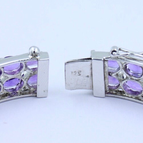 Natural AAA Amethyst Bangle in Sterling Silver