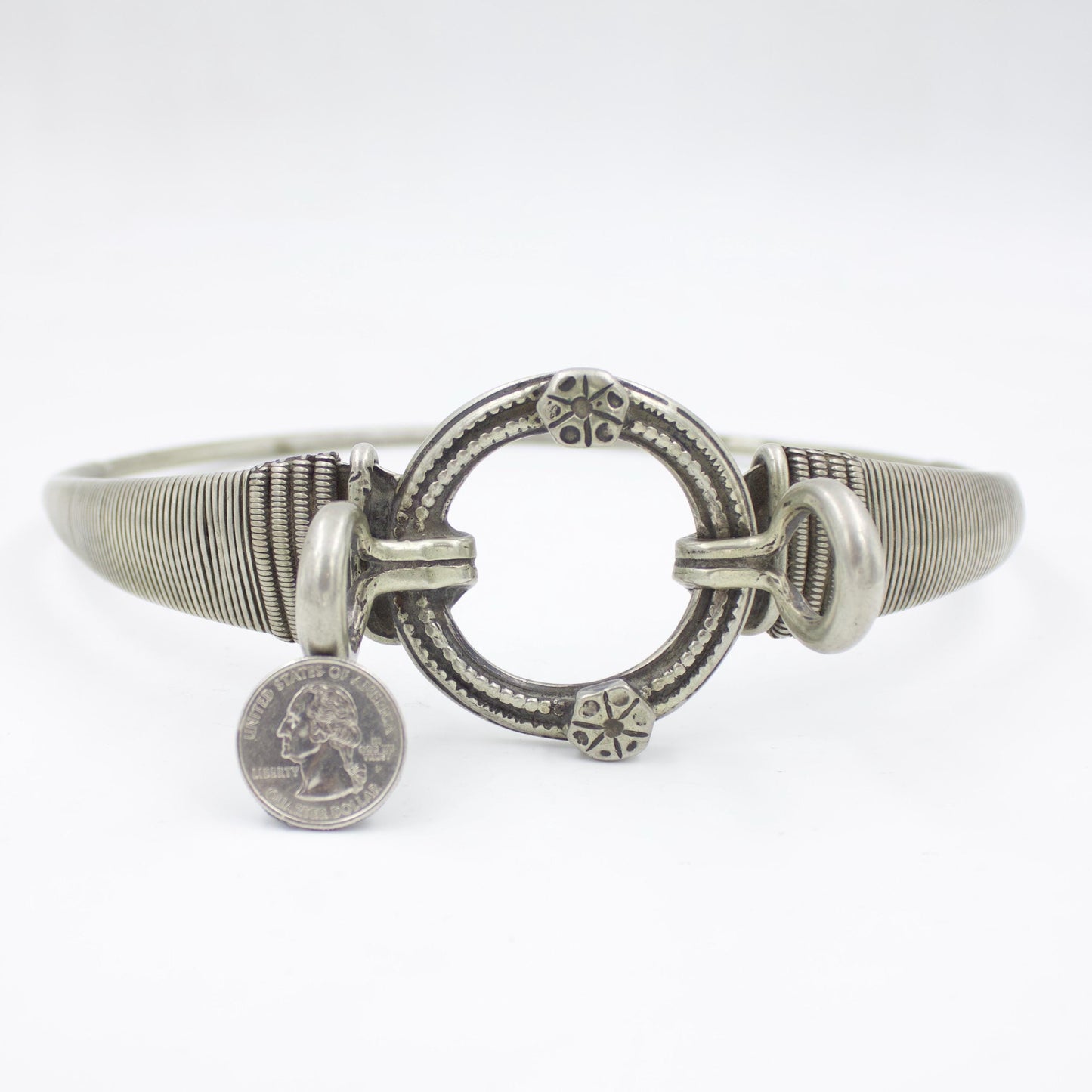 Antique Rajasthani Tribal Hasli Collar Statement Necklace in Silver