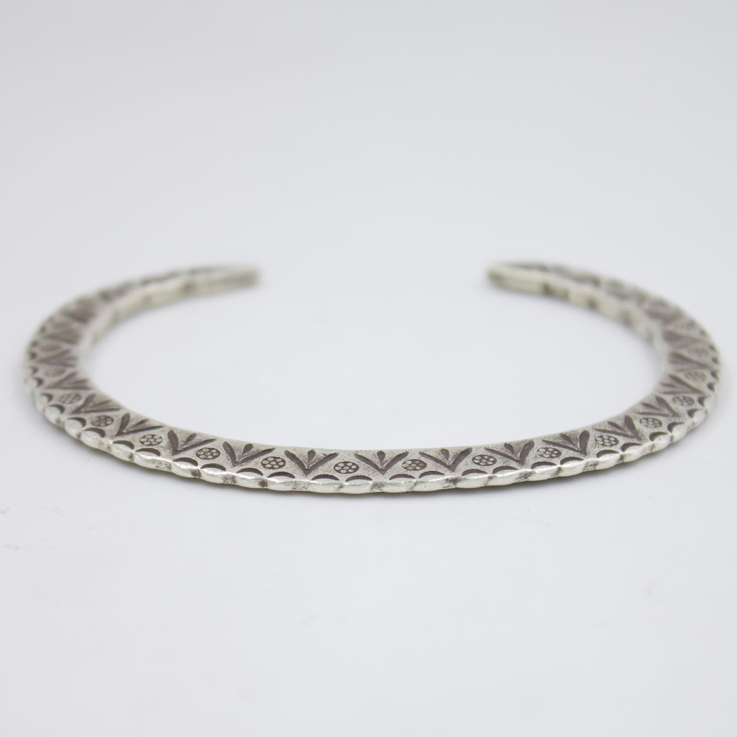 Indonesian Handmade Unisex Slim Cuff Bracelet in Sterling Silver