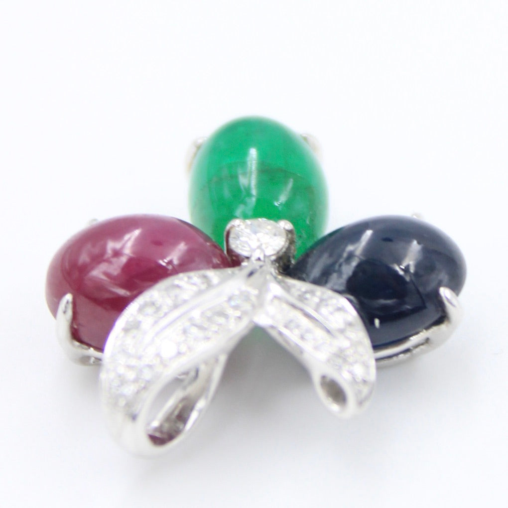 Statement 7.74 Ct Ruby, Emerald, Sapphire & Diamond Tutti Fruity Pendant in 18K Gold
