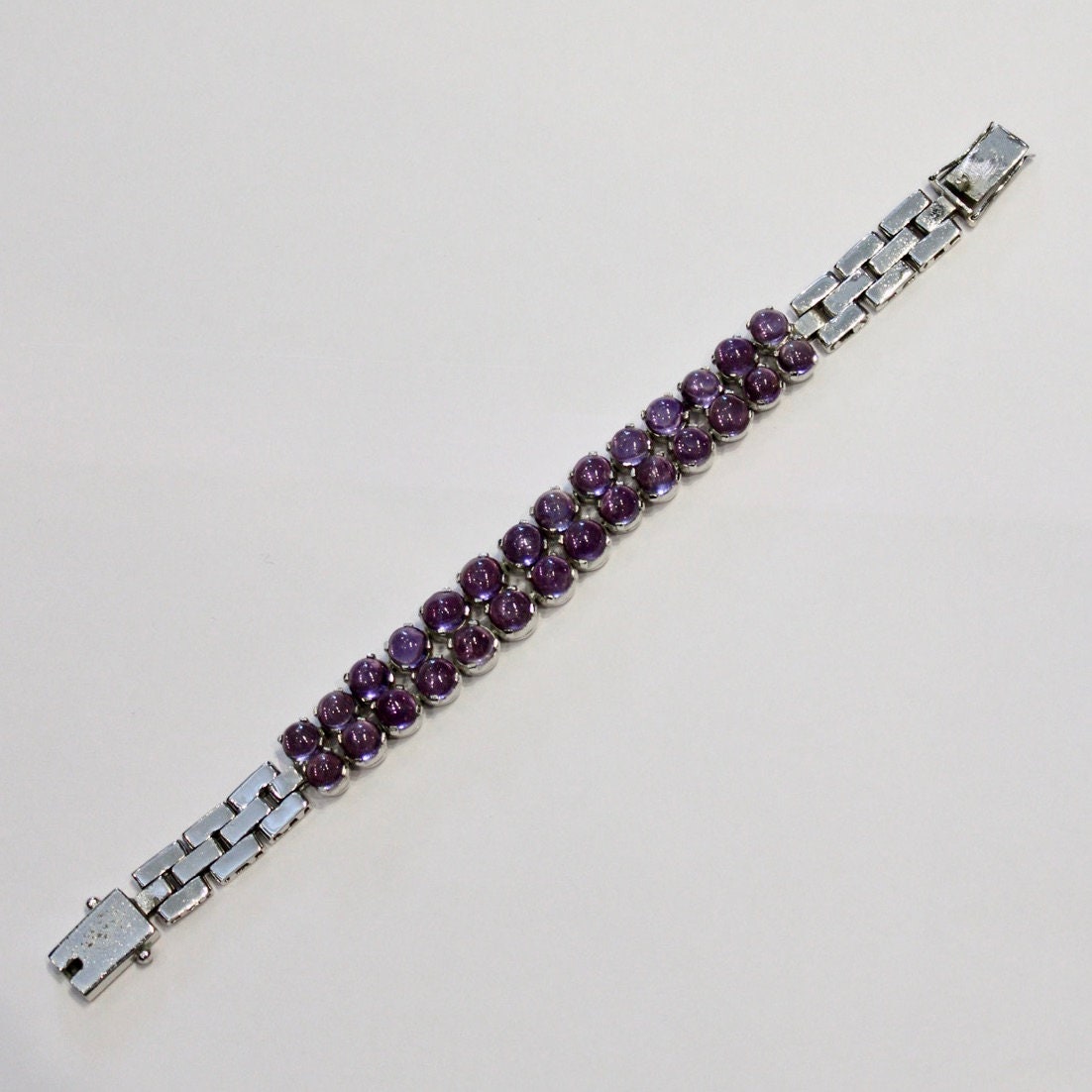 Two Line Natural Amethyst Statement Bracelet