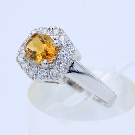 Natural AAA Citrine Necklace, Earrings and Ring in Sterling Silver