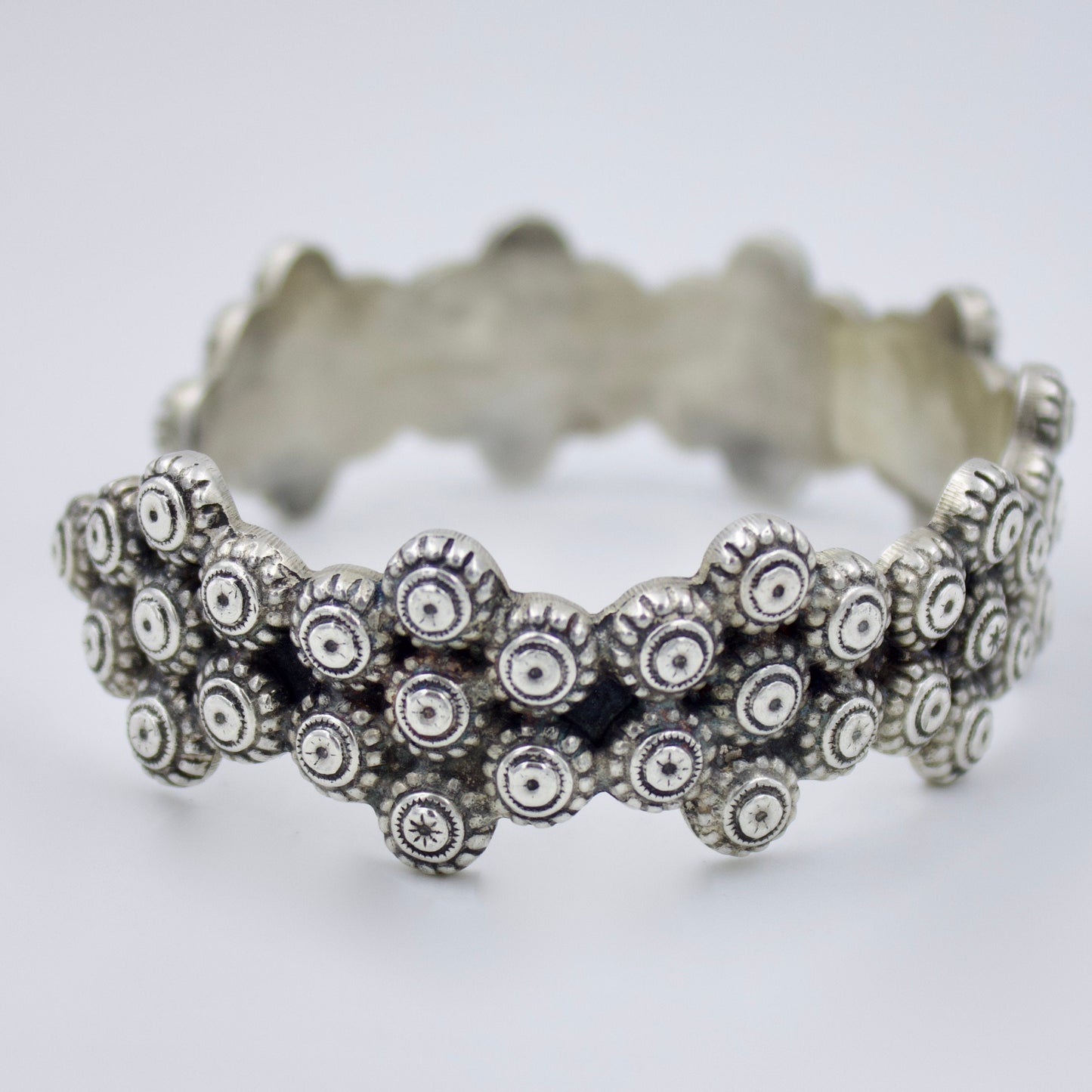 Handmade Tribal Statement Cuff Bracelet in Sterling Silver