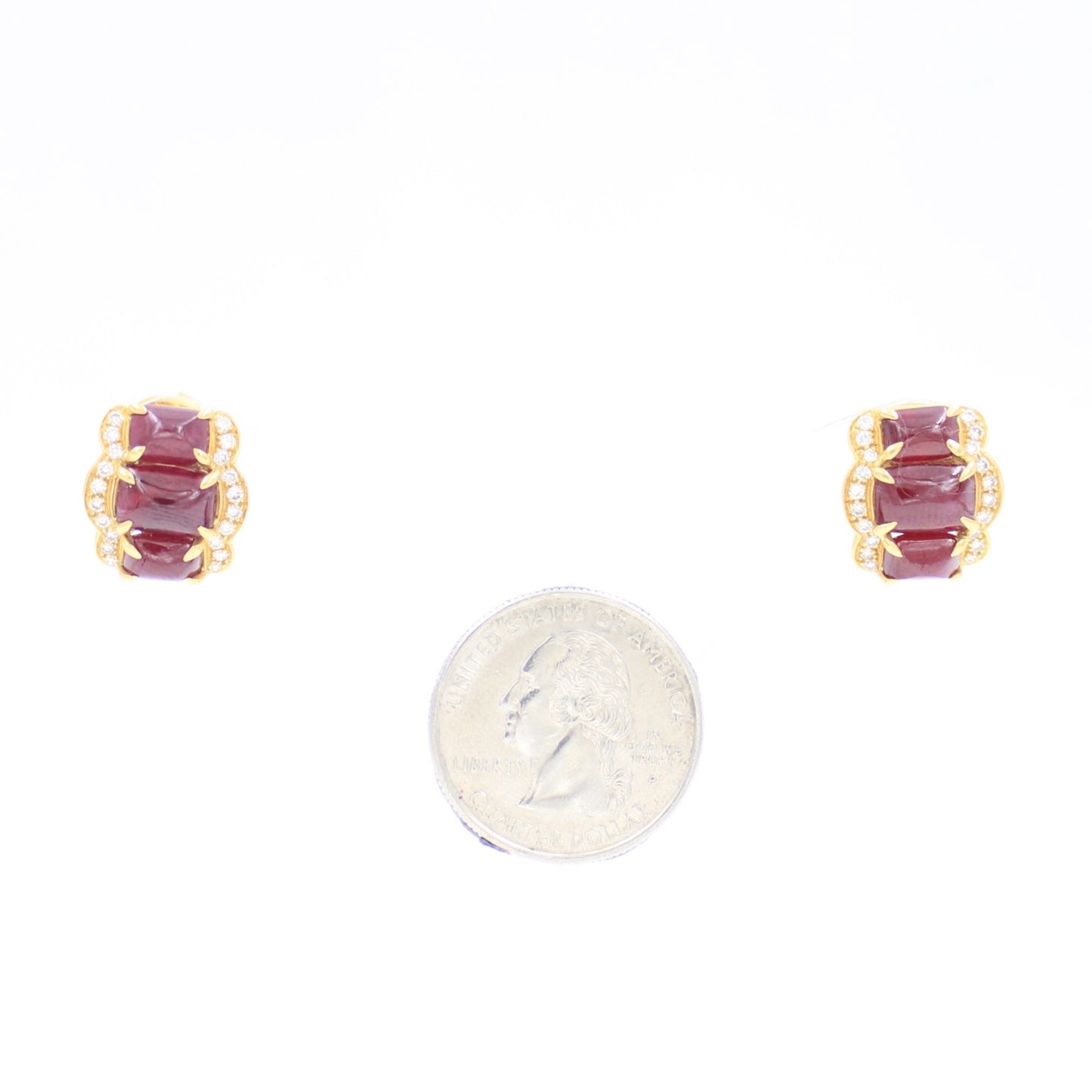 Elegant 7.75 CT Natural Ruby and Diamond Stud Earrings in 18K Yellow Gold