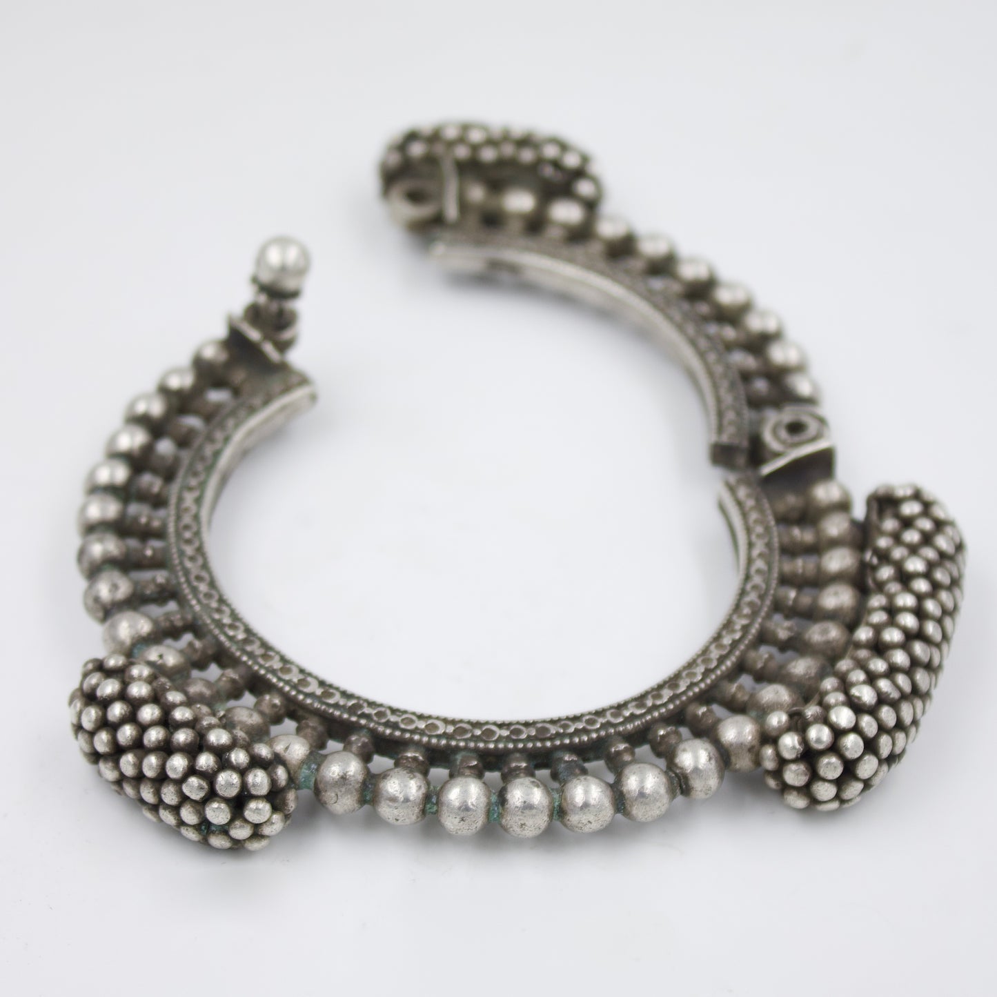 Antique Indian Tribal Handmade Hinged Bangle in Silver | 1910 Collectors Piece