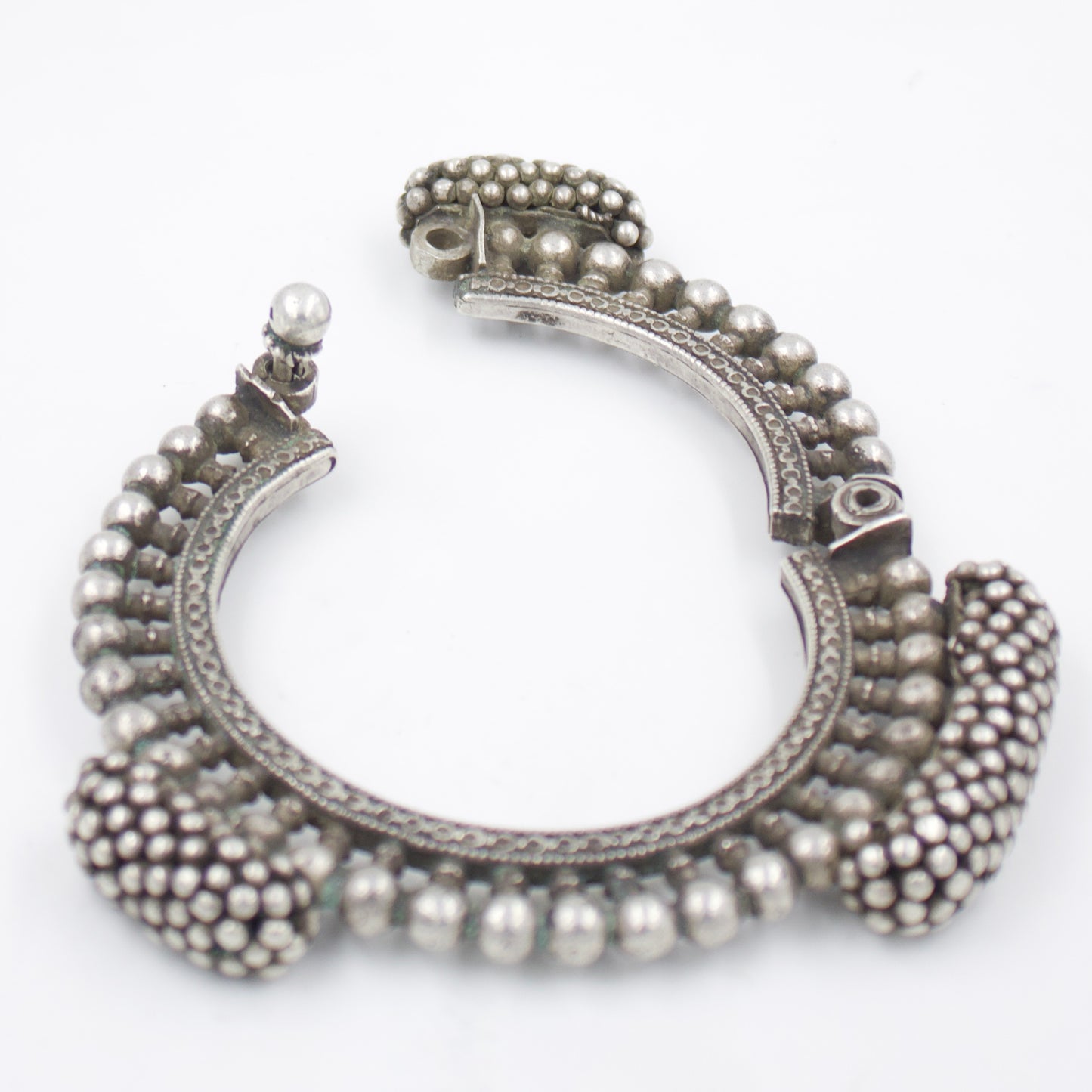 Antique Indian Tribal Handmade Hinged Bangle in Silver | 1910 Collectors Piece