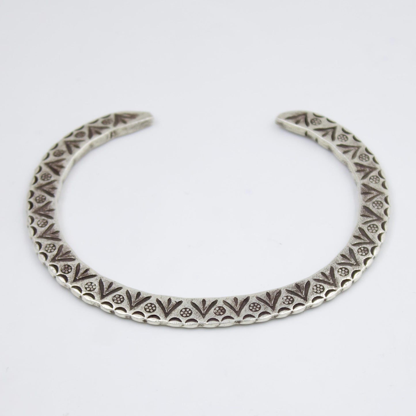 Indonesian Handmade Unisex Slim Cuff Bracelet in Sterling Silver