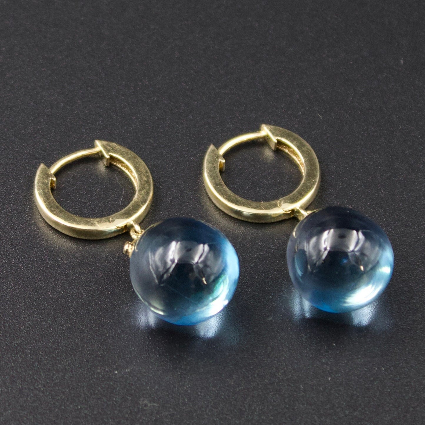 Elegant Minimalist 37 CTW AAA Swiss Blue Topaz and Diamond Drop Earring in 18K Yellow Gold