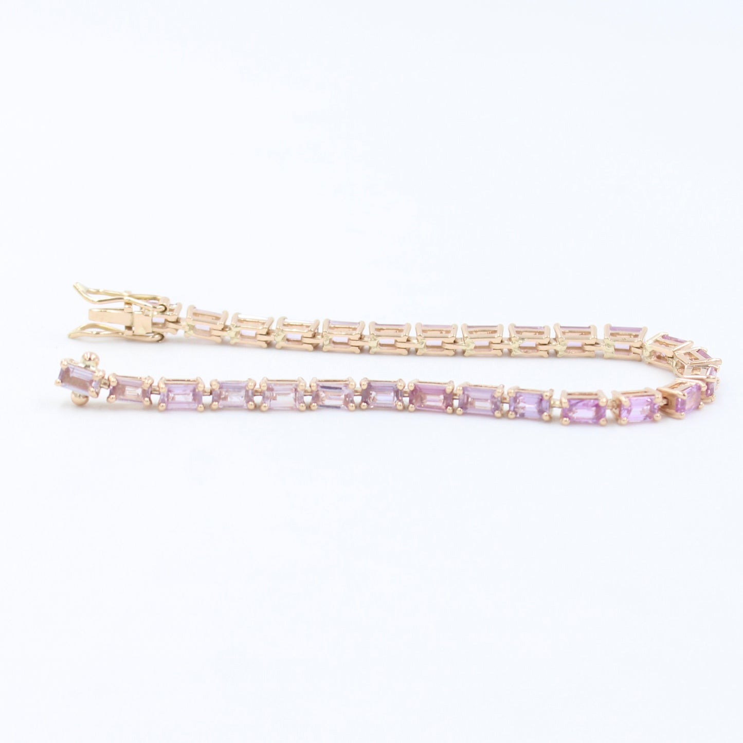 Natural 8.25 Ct Pink Sapphire Gradient Summer Tennis Bracelet in 18K Rose Gold