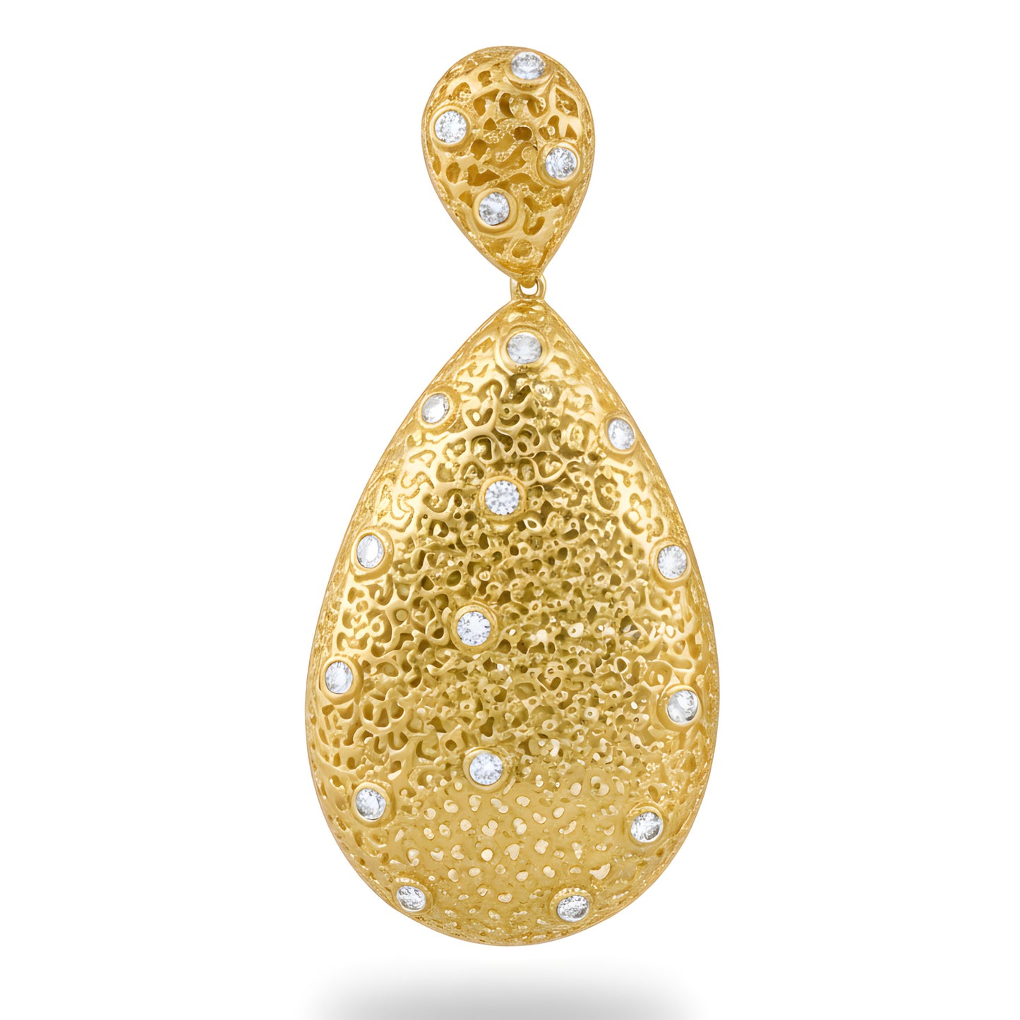 Statement 0.77 Ct Natural Diamond Filigree Work Drop Earrings in 18K Yellow Gold