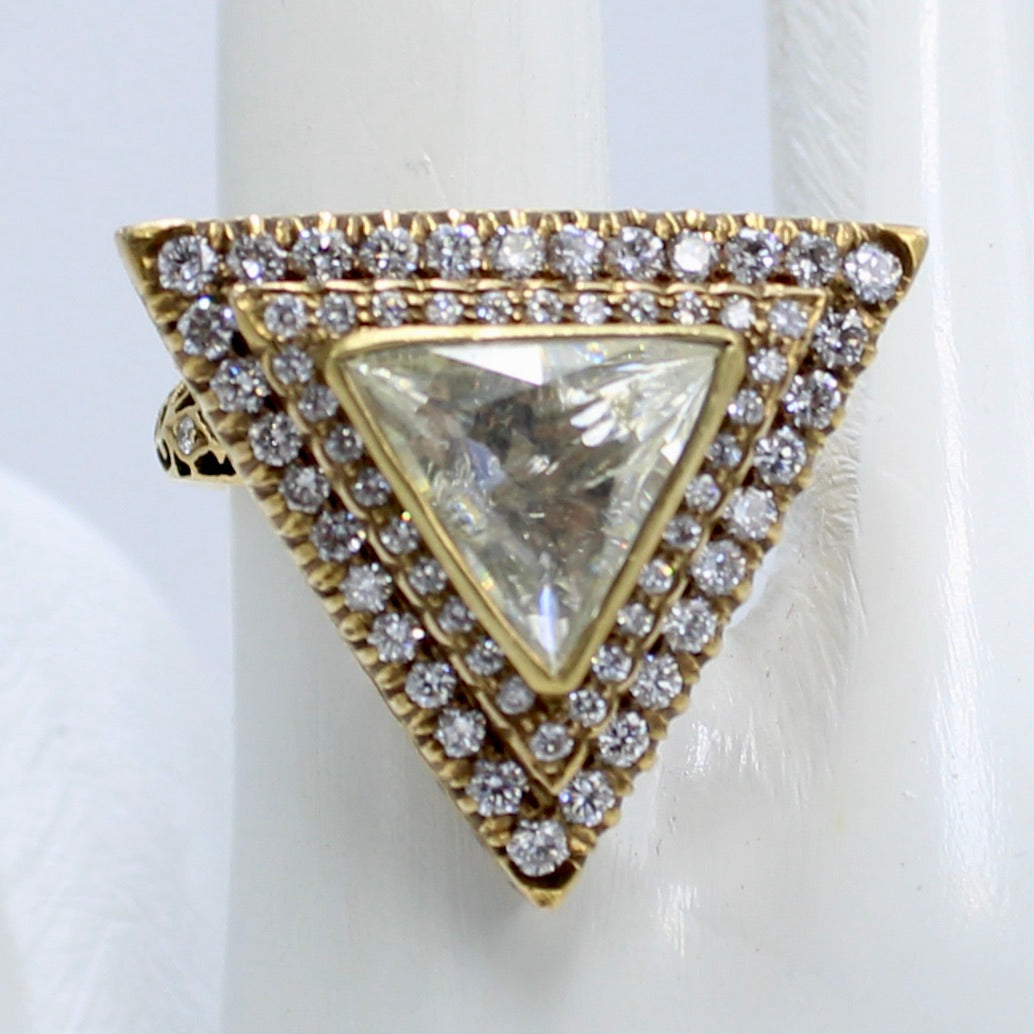 Luxury 4.07 Ct Natural Rose Cut Diamond Filigree Work Fidget Ring 18K Gold