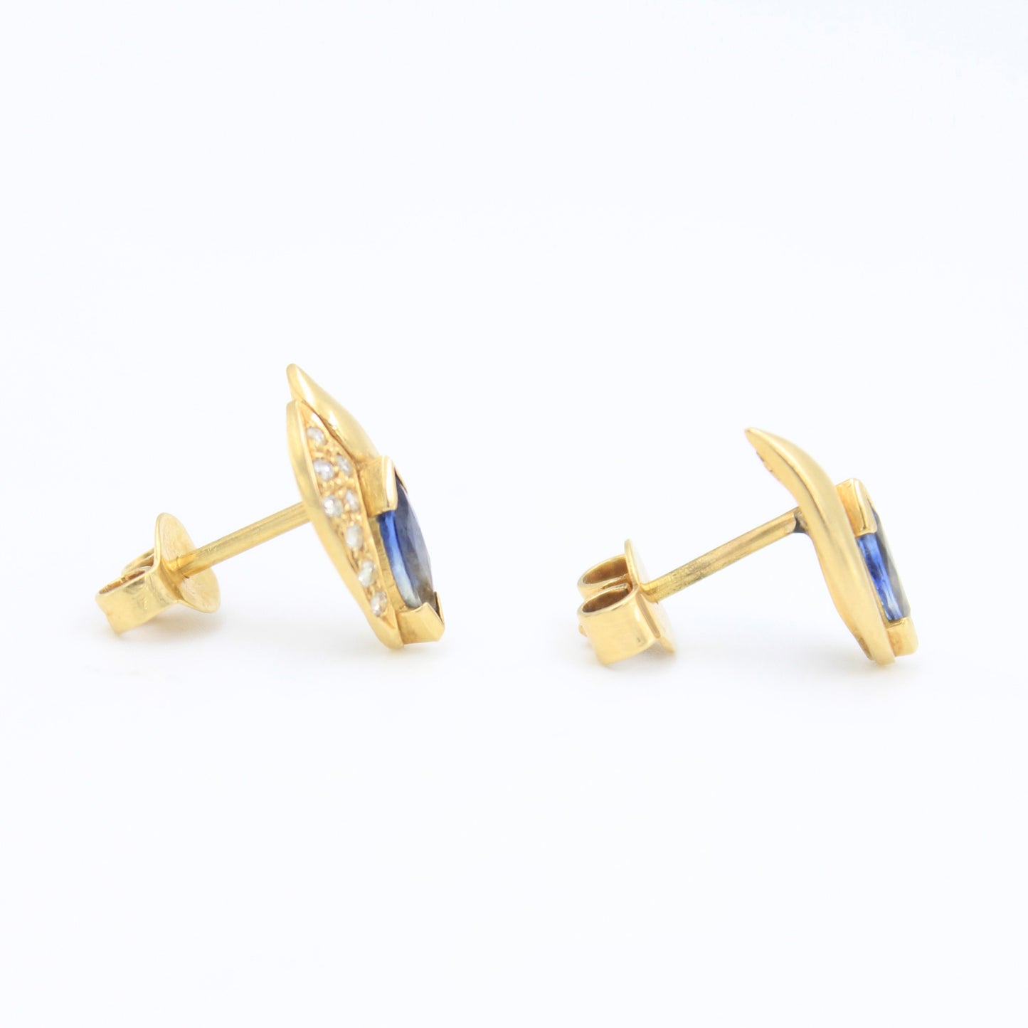 Elegant 1.95 TCW Natural Sapphire and Diamond Stud Earring in 18K Yellow Gold