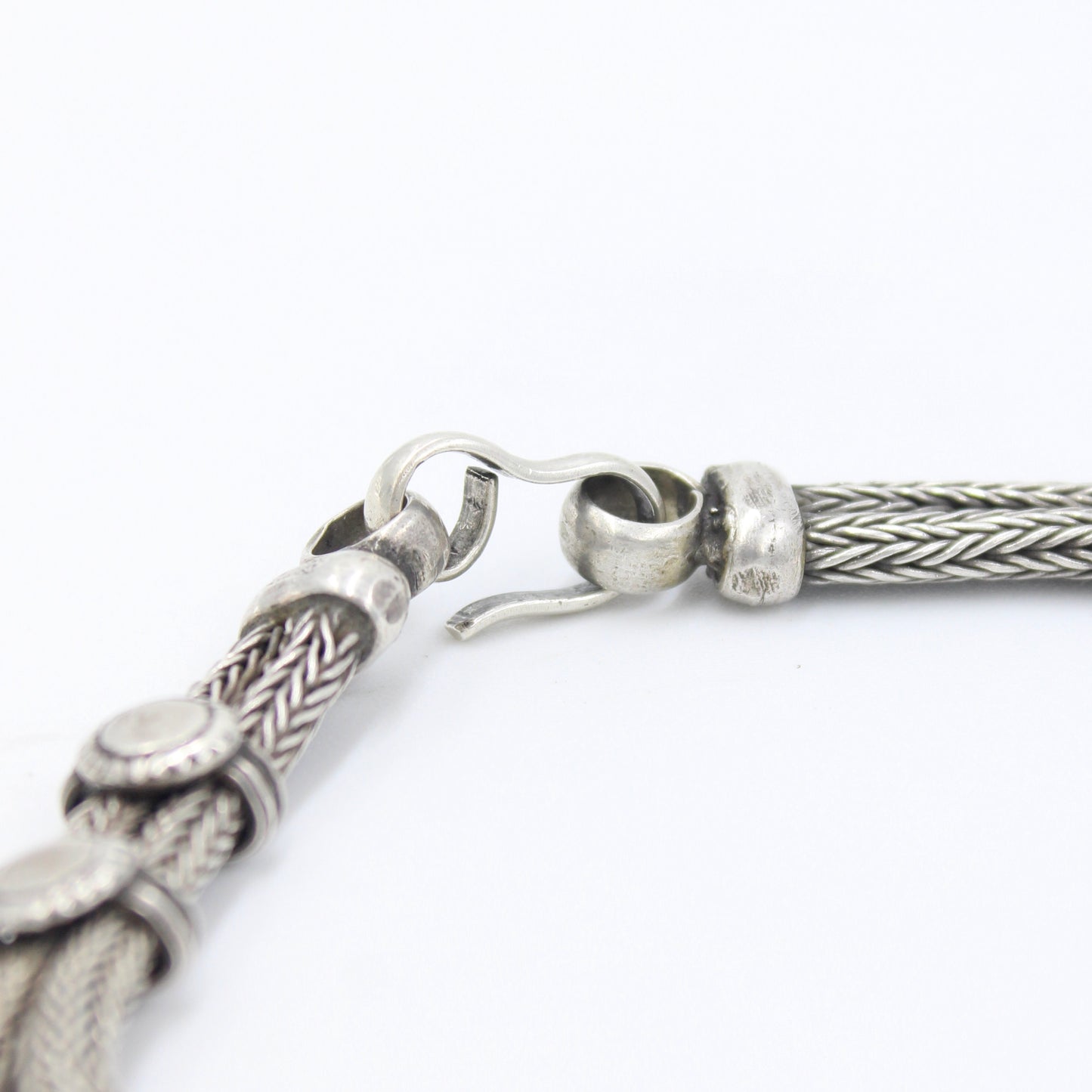 Vintage Handcrafted Tribal 3 Strand Layered Chain Sterling Silver Necklace