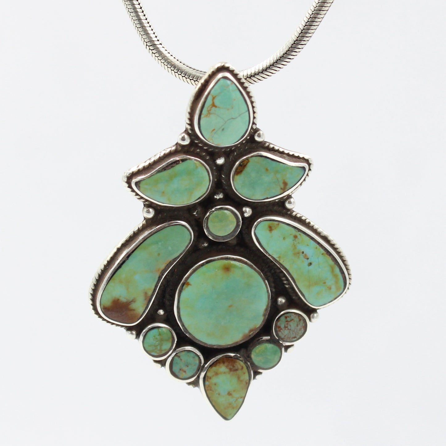Vintage Natural Turquoise Pendant in Sterling Silver