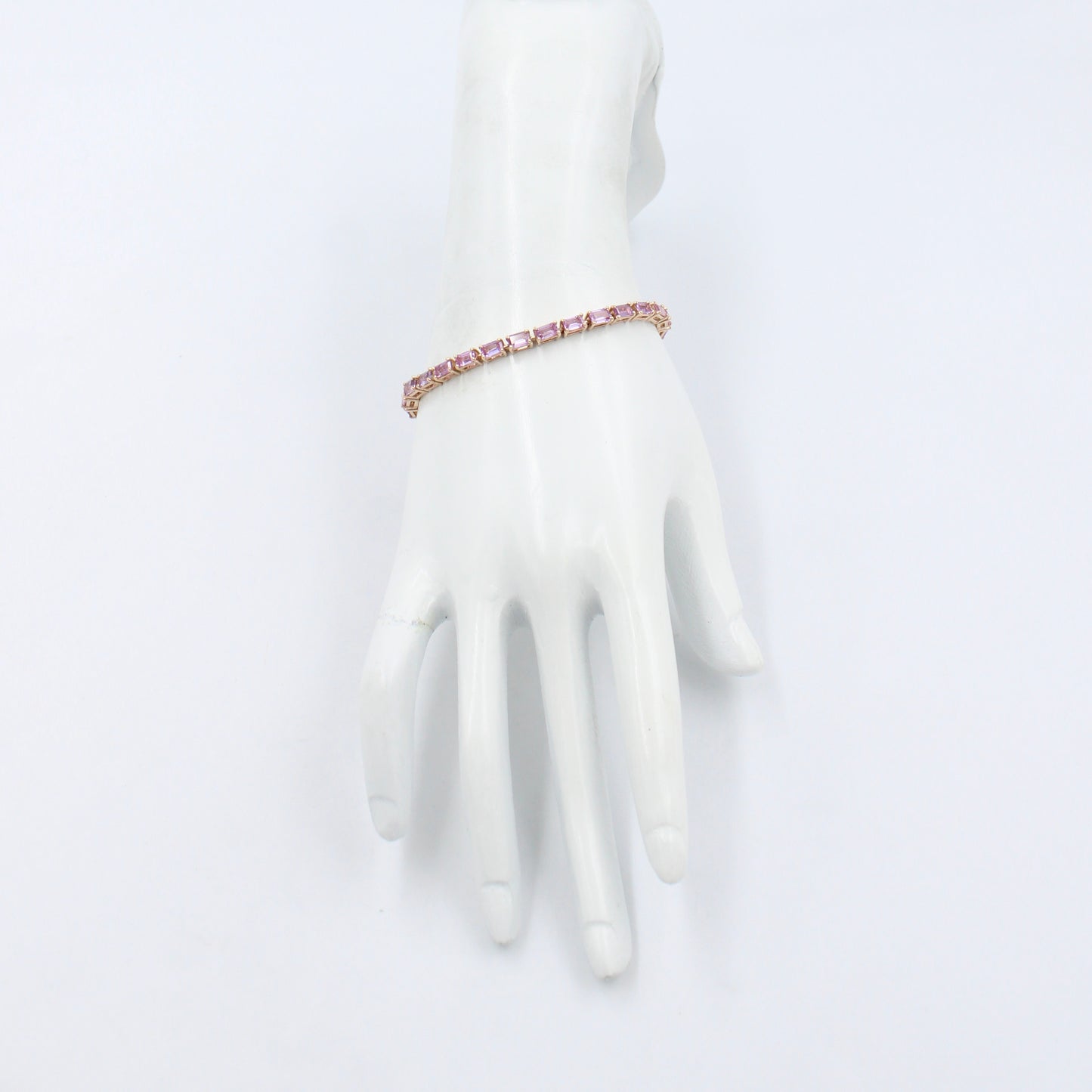 Natural 8.25 Ct Pink Sapphire Gradient Summer Tennis Bracelet in 18K Rose Gold