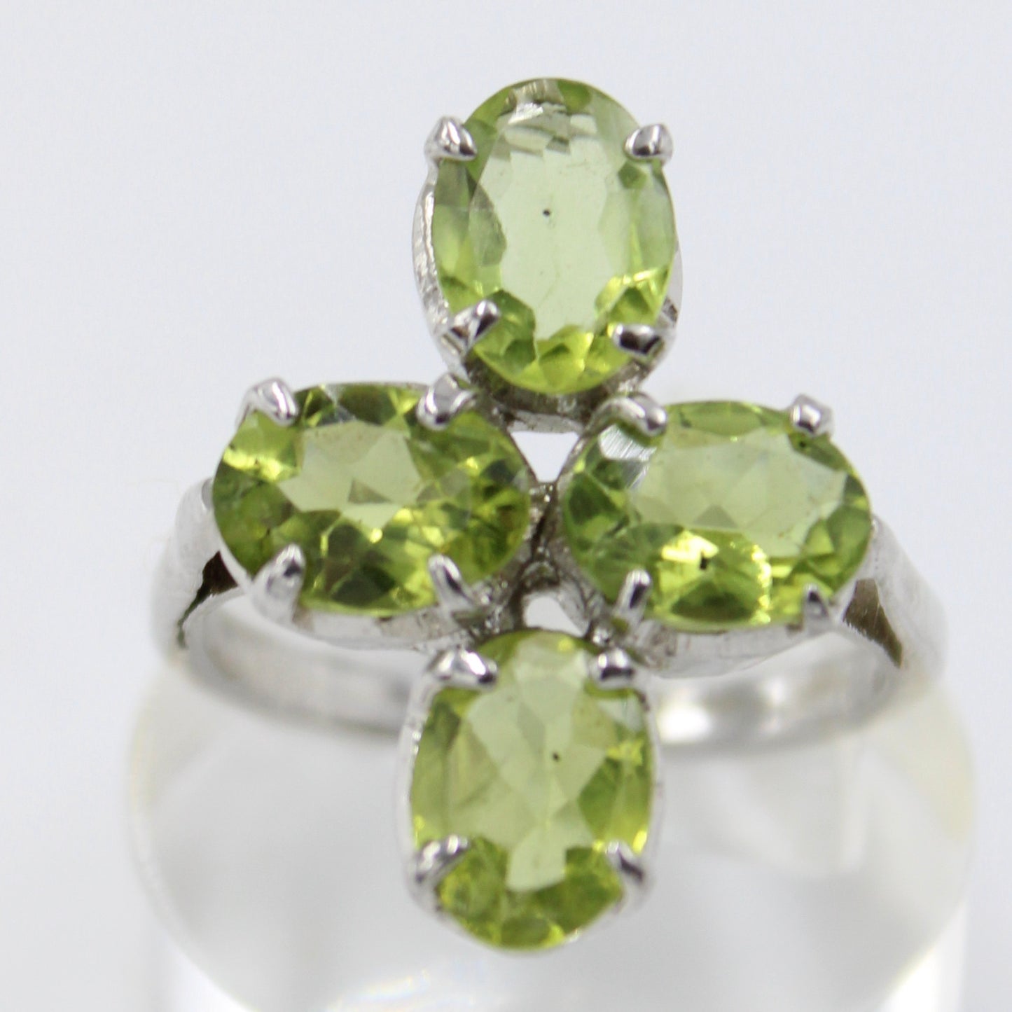 AAA 67.14 Natural Peridot Pendant Necklace, Earrings & Ring Set Sterling Silver