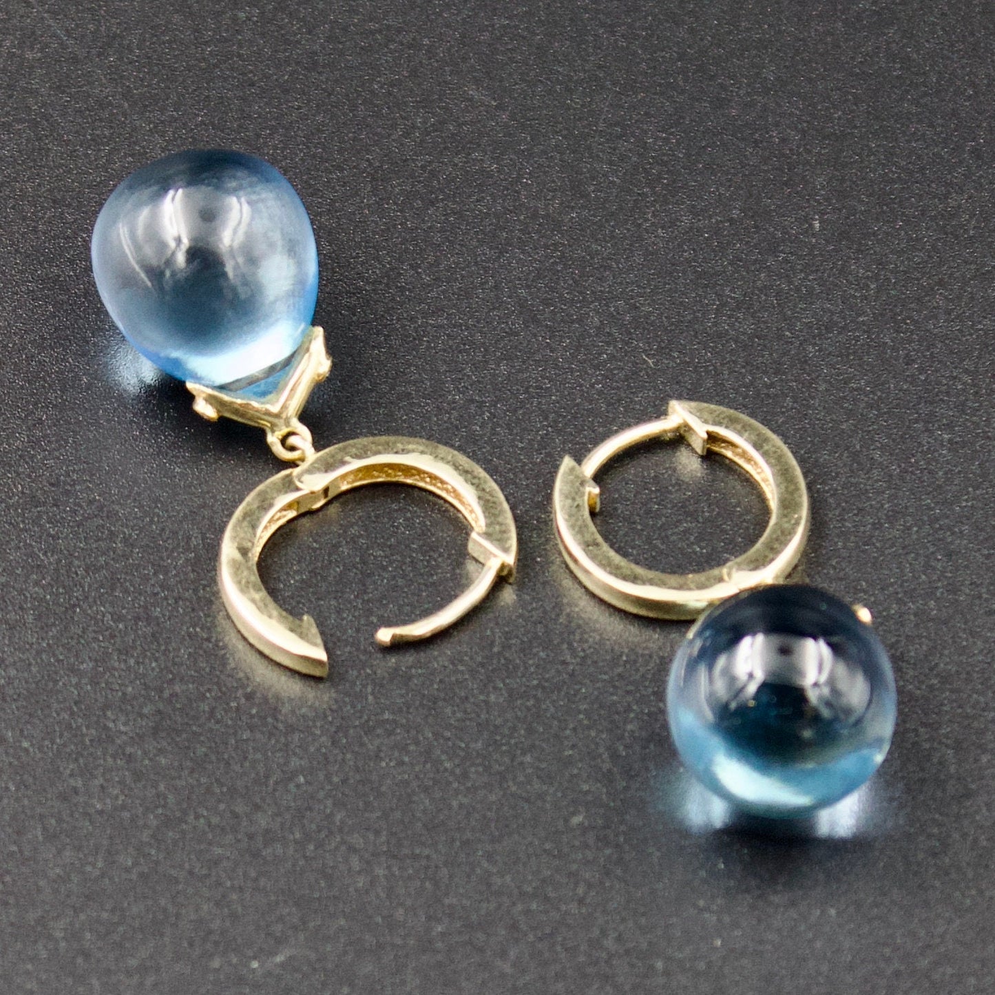 Elegant Minimalist 37 CTW AAA Swiss Blue Topaz and Diamond Drop Earring in 18K Yellow Gold
