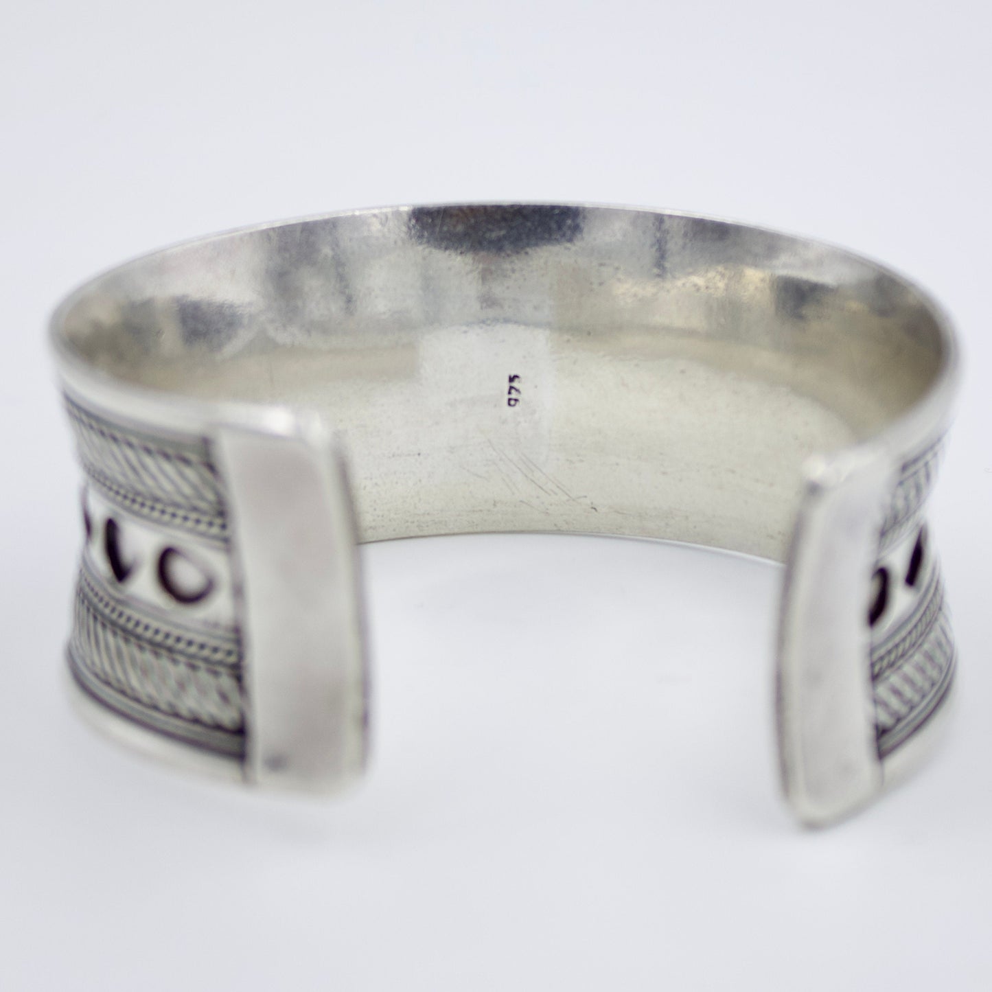 Handmade Etched Tribal Statement Cuff Bracelet in Sterling Silver