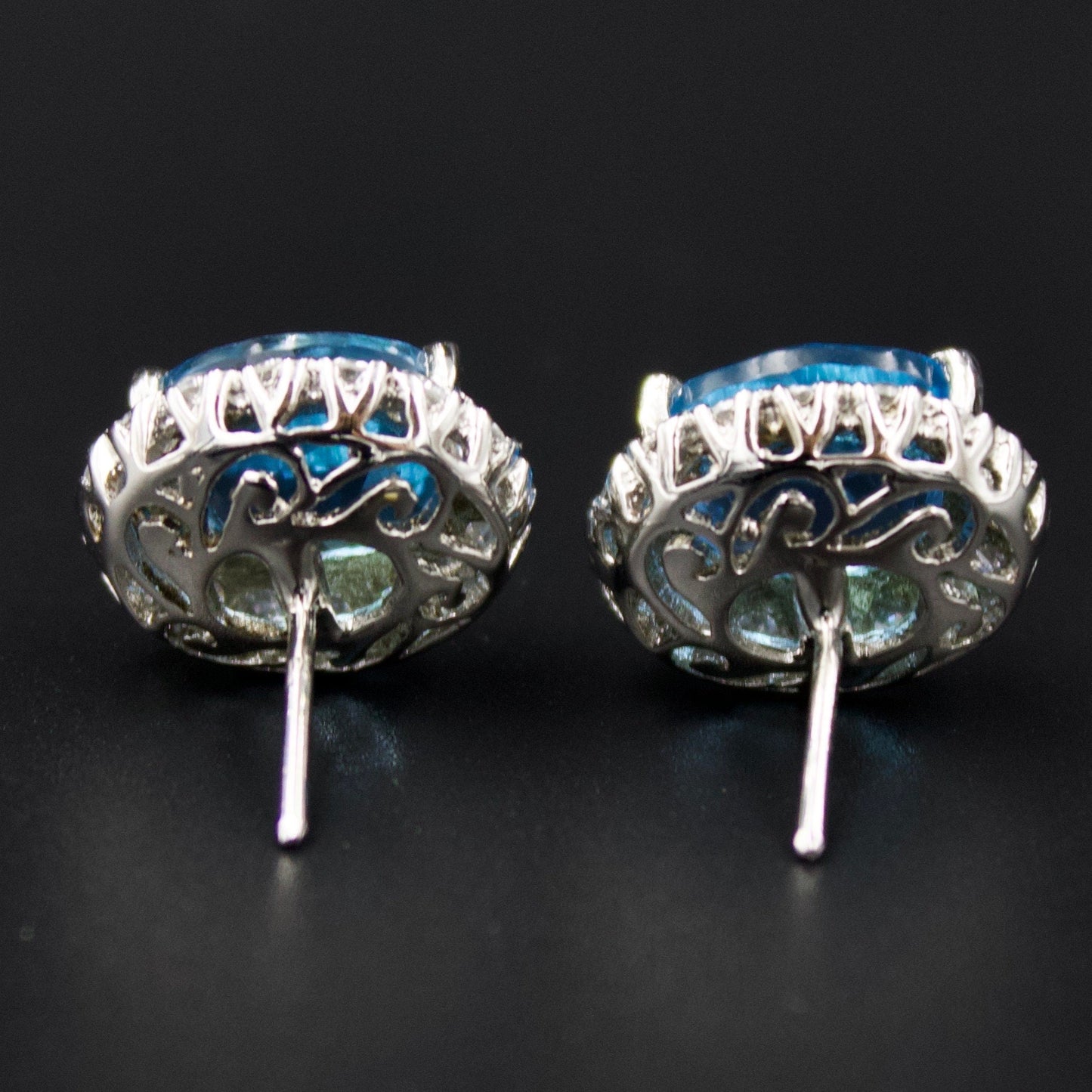 AAA Swiss Blue Topaz Stud Earrings